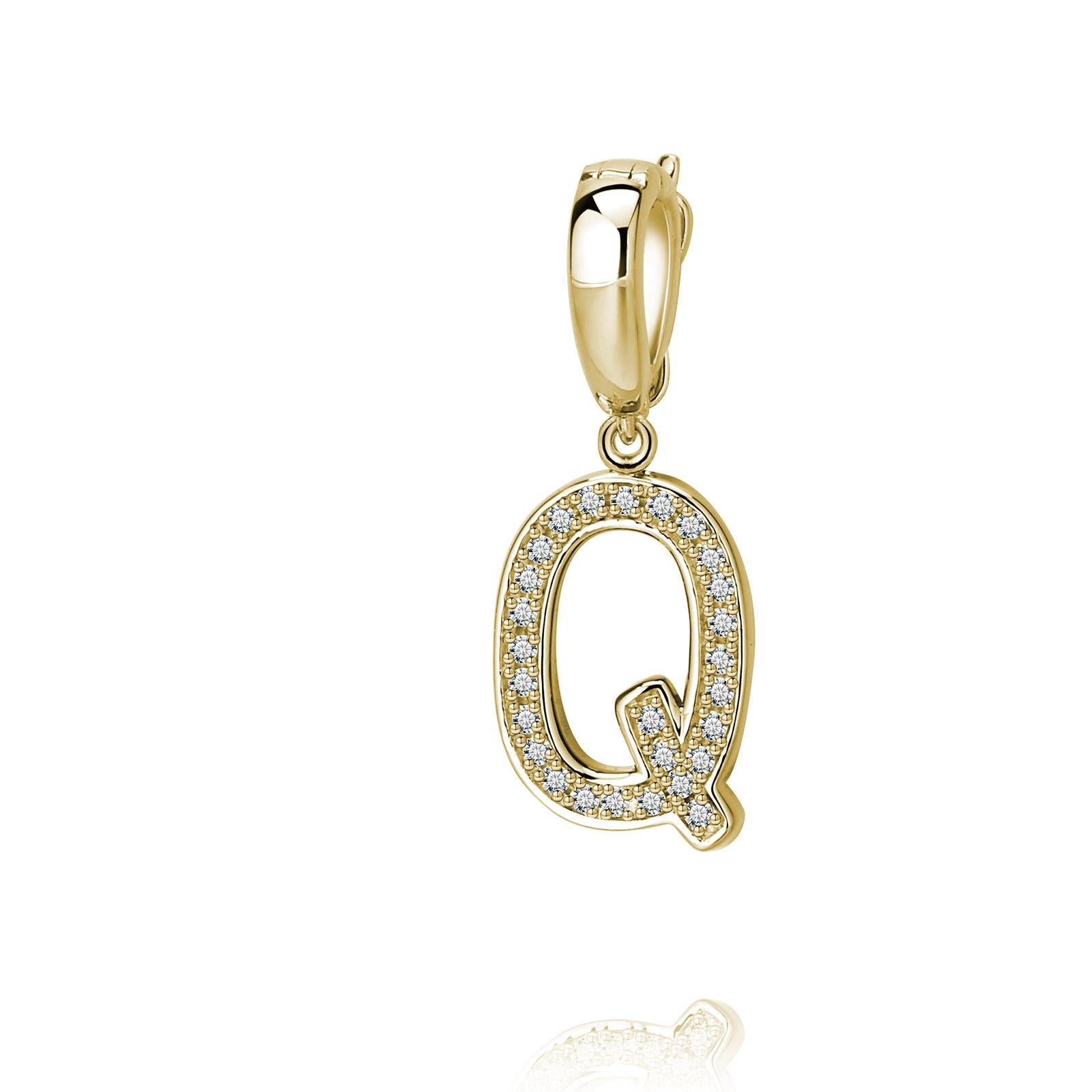 Trillion Cut Q Initial Pendant or Charm For Sale
