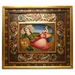 Qadjar Oil on panel Painting , Iran , 19th century 