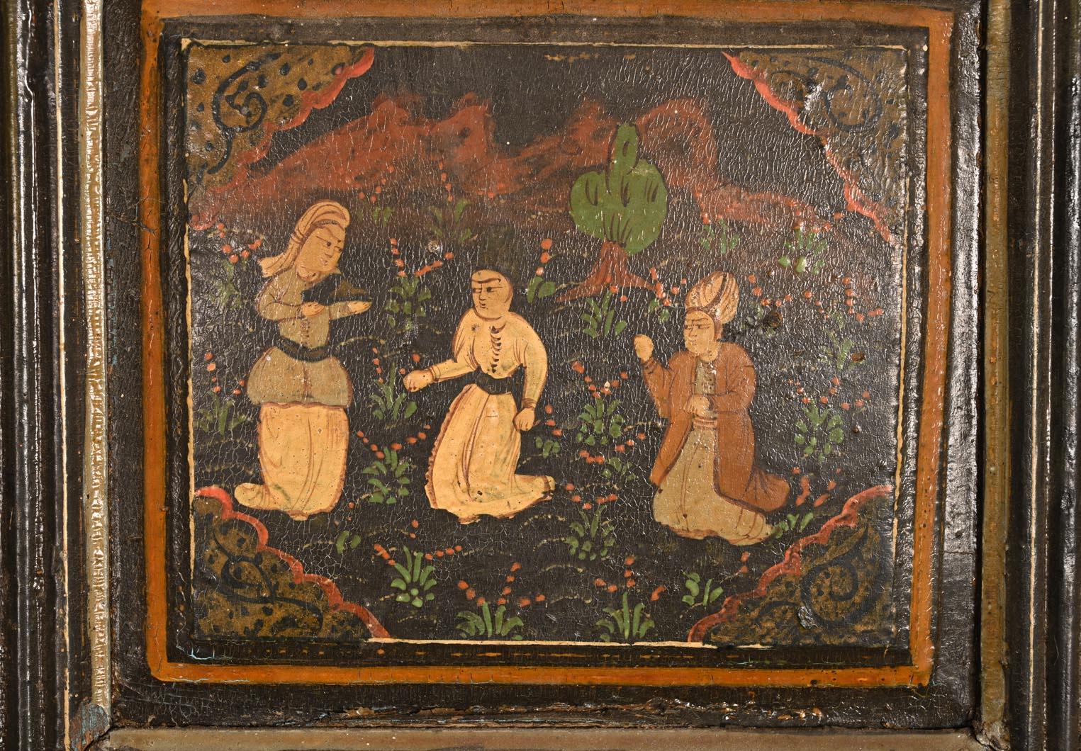 Qajar Art, Türenset mit wichtigen Szenen des persischen Lebens verziert im Angebot 2