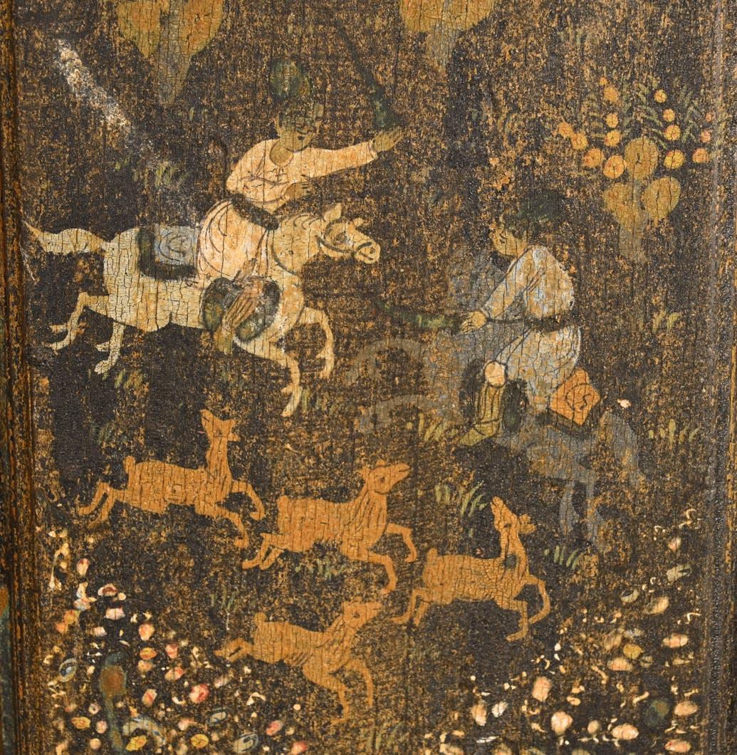 Qajar Art, Türenset mit wichtigen Szenen des persischen Lebens verziert im Zustand „Relativ gut“ im Angebot in SAINT-OUEN-SUR-SEINE, FR