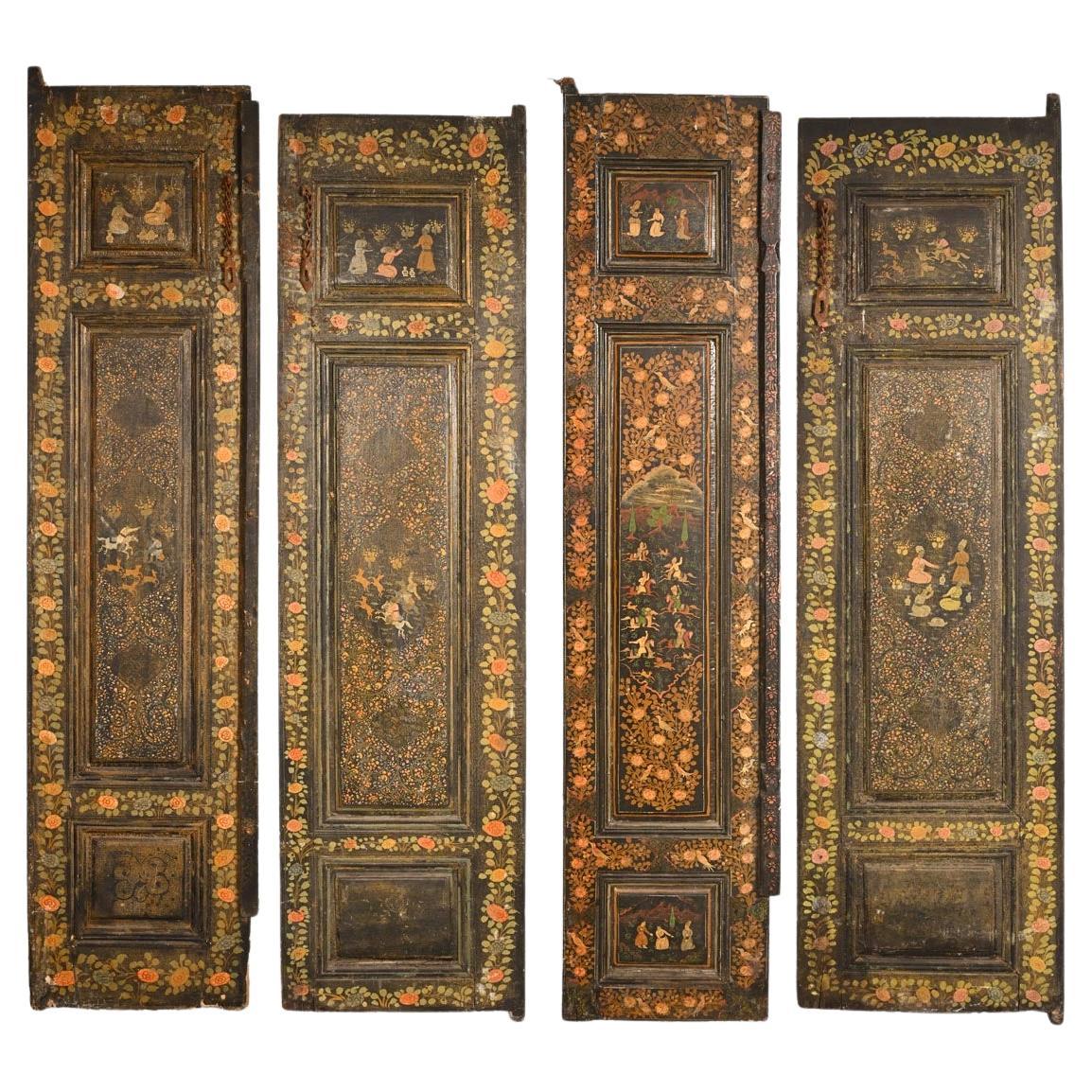 Qajar Art, Türenset mit wichtigen Szenen des persischen Lebens verziert im Angebot