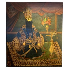 Antique Qajar Portrait Depicts Fath Ali Shah, 19th Century