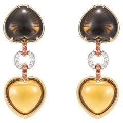 Sunita Nahata Qartz Drop Earring in 18KYG with Sapphire and White Diamond