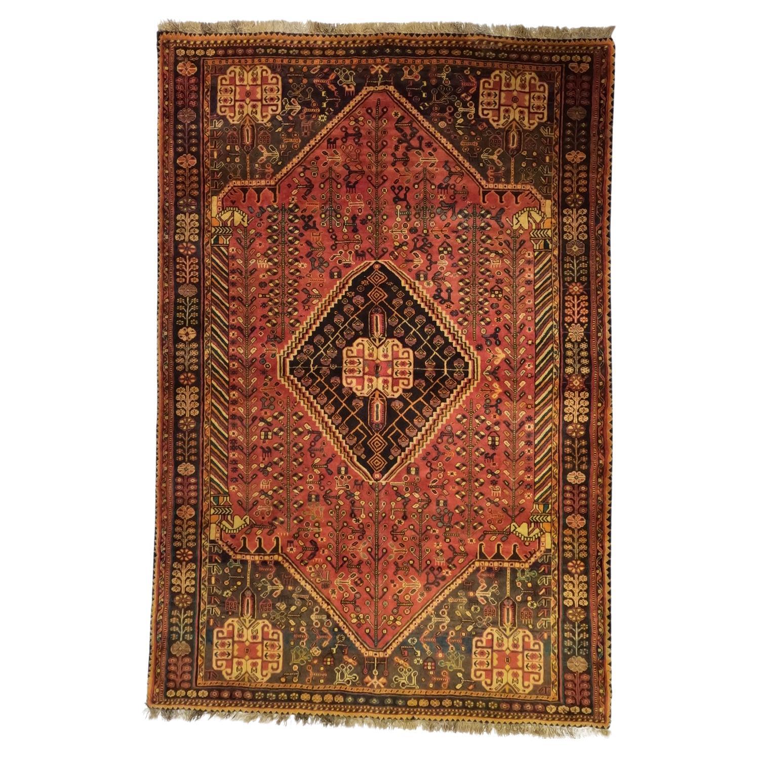 Qashgai Vintage 1930 Semi Antique medium large format Lambs wool with goat hair For Sale