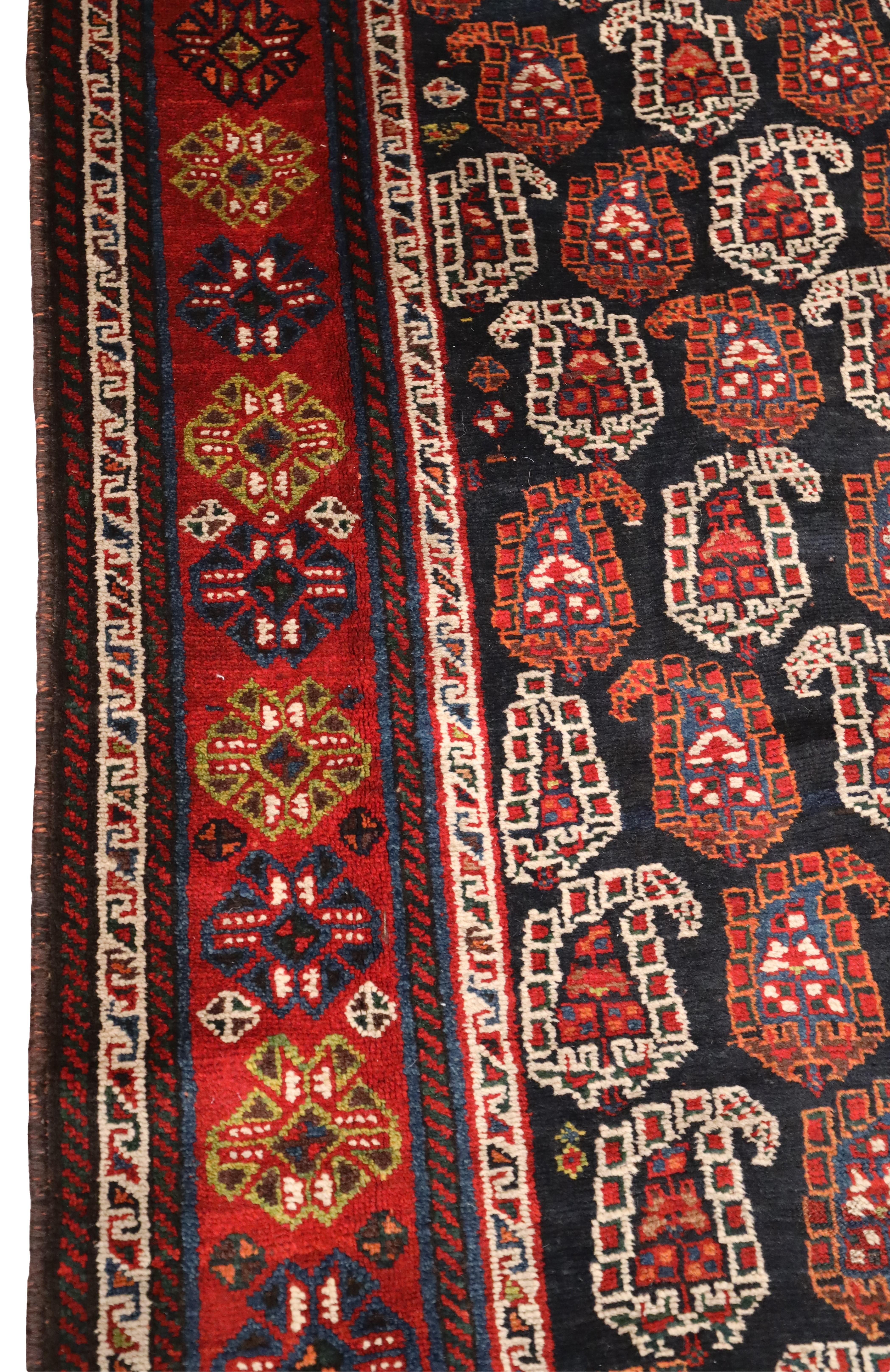 Wool Qashqai Antique Runner - 3'11