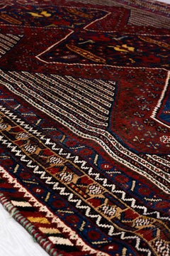 Qashqai Rug Triple Medallion and Striped Field Design