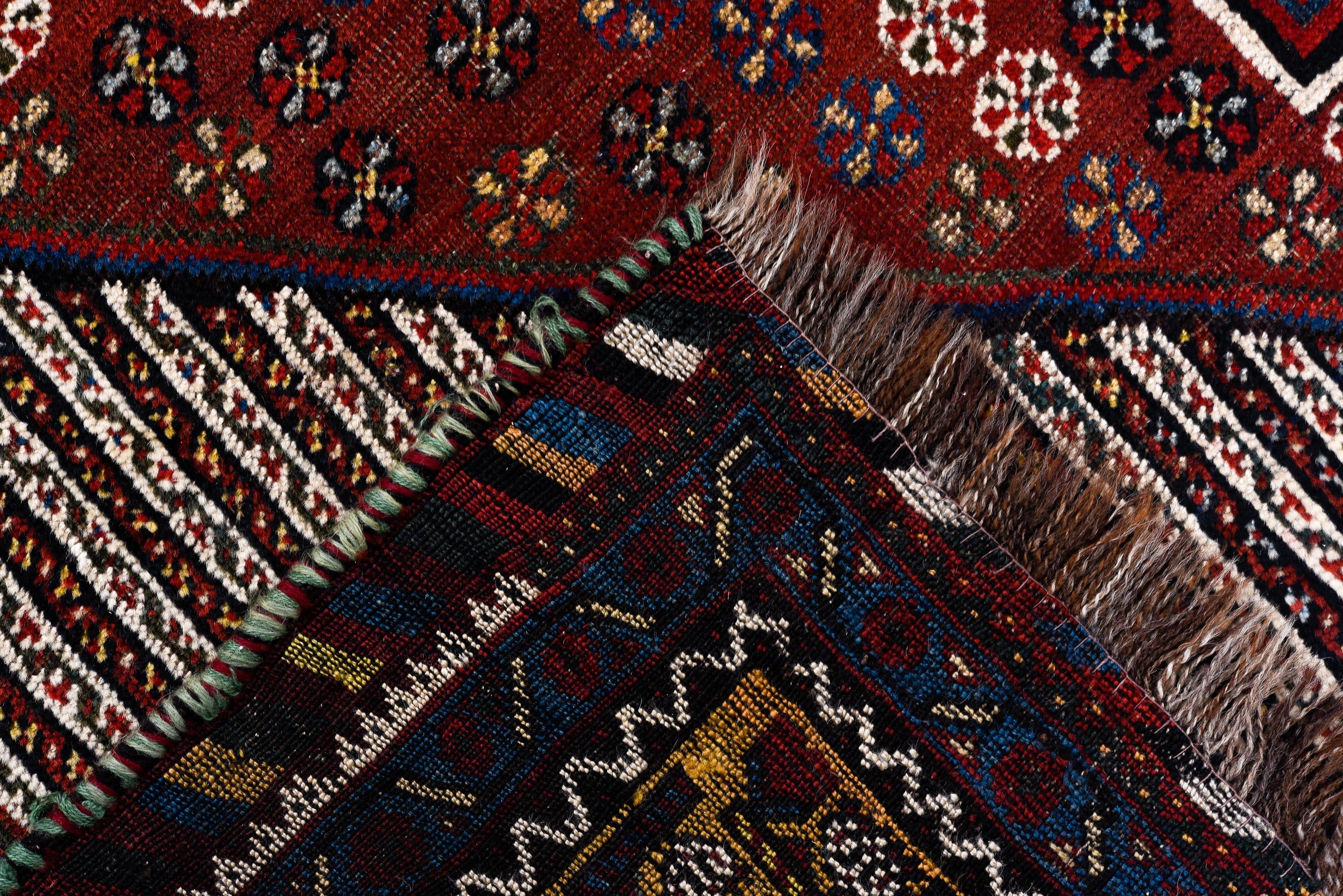 20th Century Qashqai Rug Triple Medallion and Striped Field Design For Sale