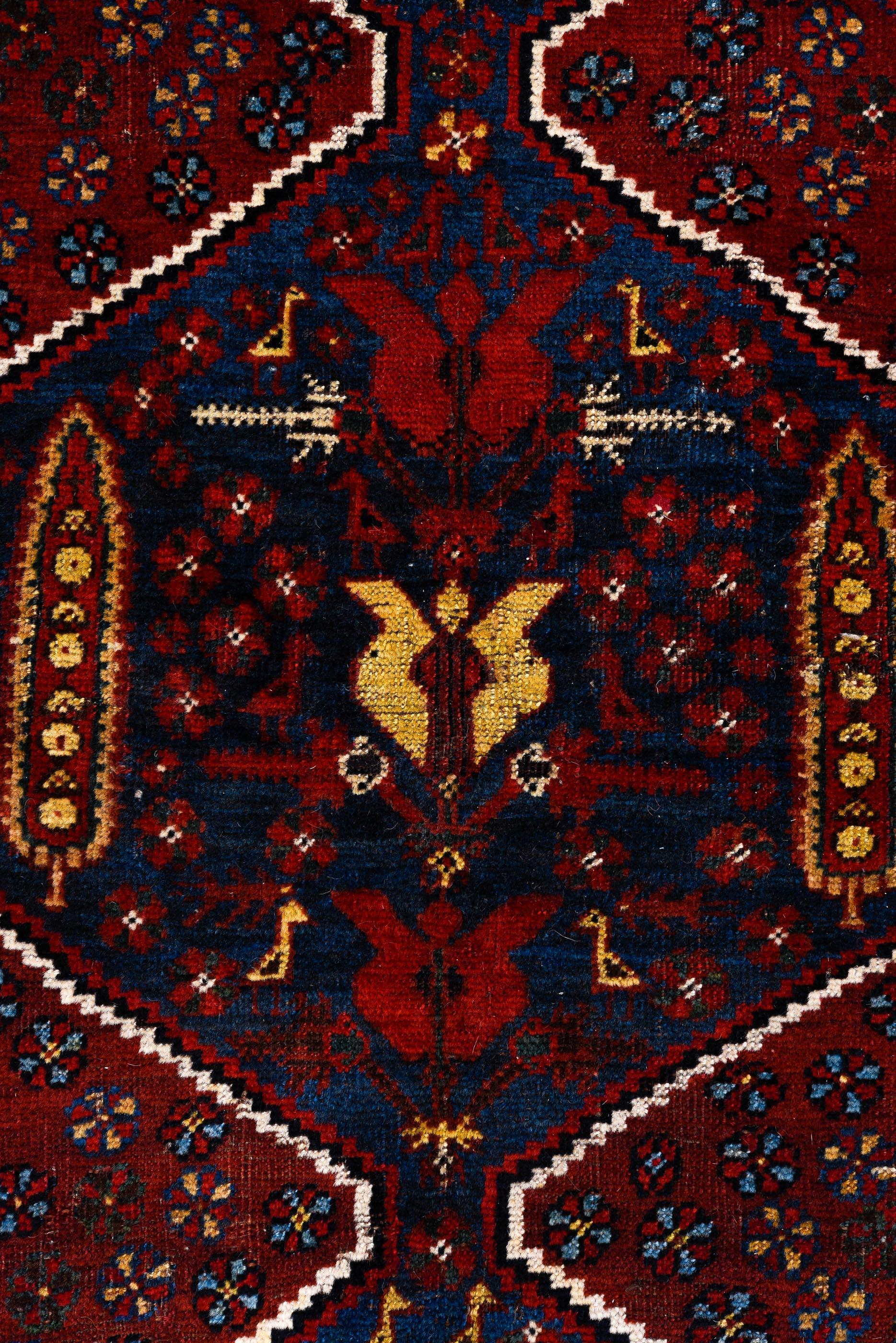 Qashqai Rug Triple Medallion and Striped Field Design For Sale 1