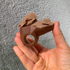 Qatar - One-of-a-Kind Desert Rose and Ceramic Long Bar Statement Ring