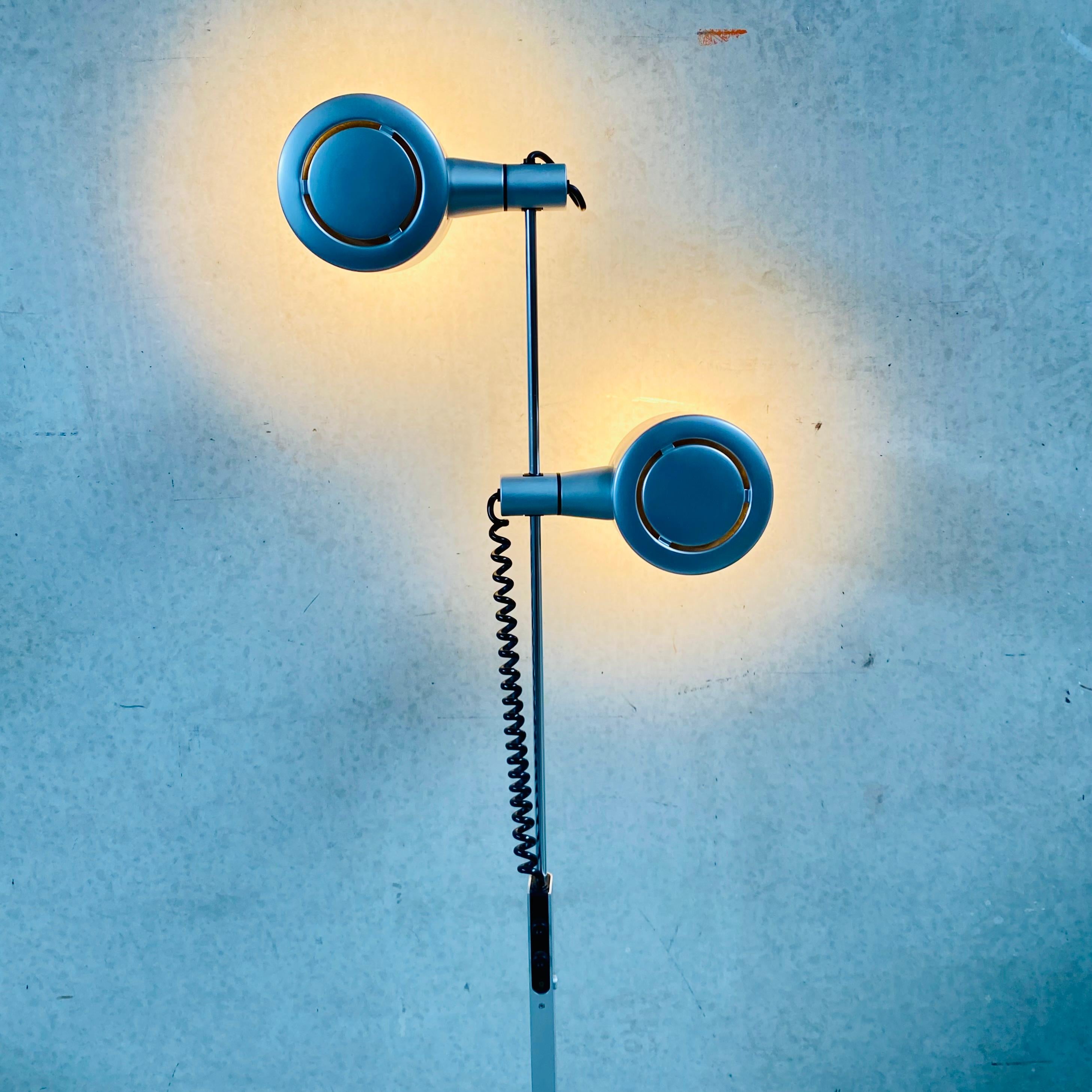 Late 20th Century QC Twin Spotlicht Floor Lamp by Ronald Homes for Conelicht Limited, UK, 1970s For Sale