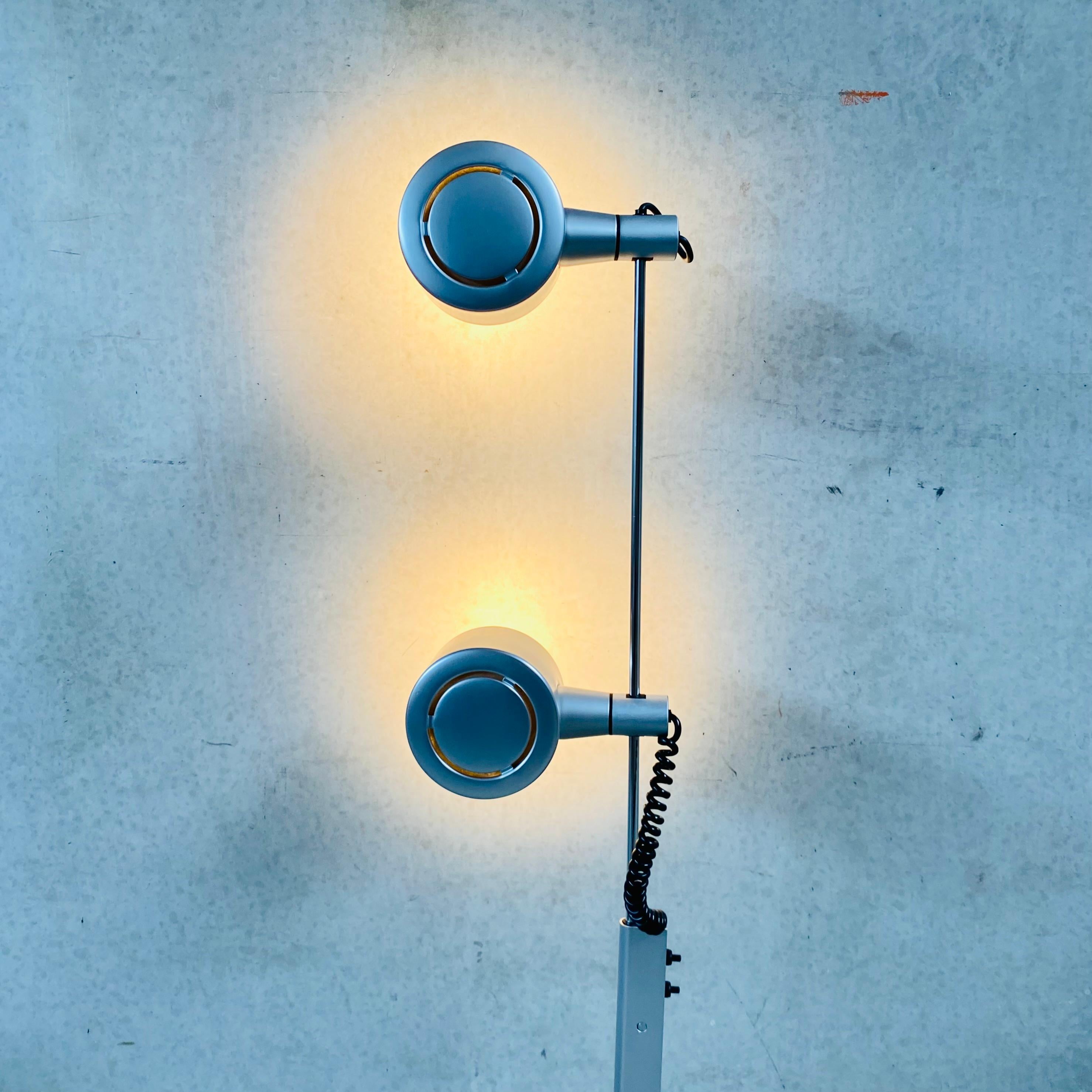 Aluminum QC Twin Spotlicht Floor Lamp by Ronald Homes for Conelicht Limited, UK, 1970s For Sale