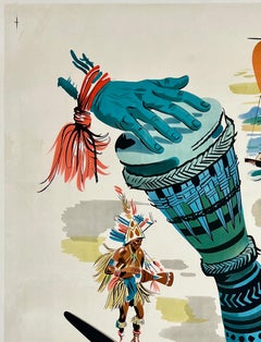 QEA - NEW GUINEA-PAPUA AIR TOURS Original Vintage Airline Travel Tourism Poster