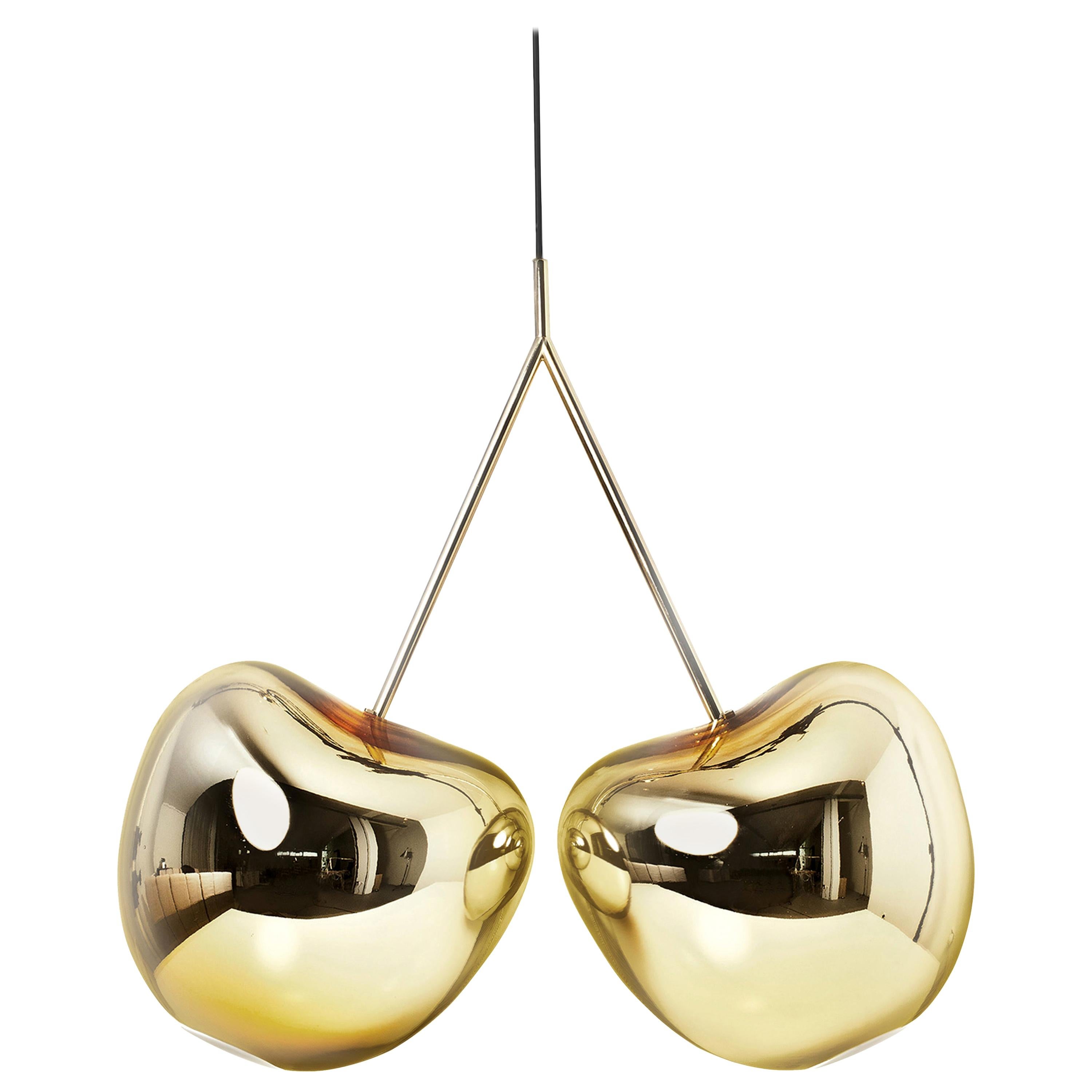 Lampada decorativa a sospensione a forma di ciliegio in metallo moderno con finitura oro o argento