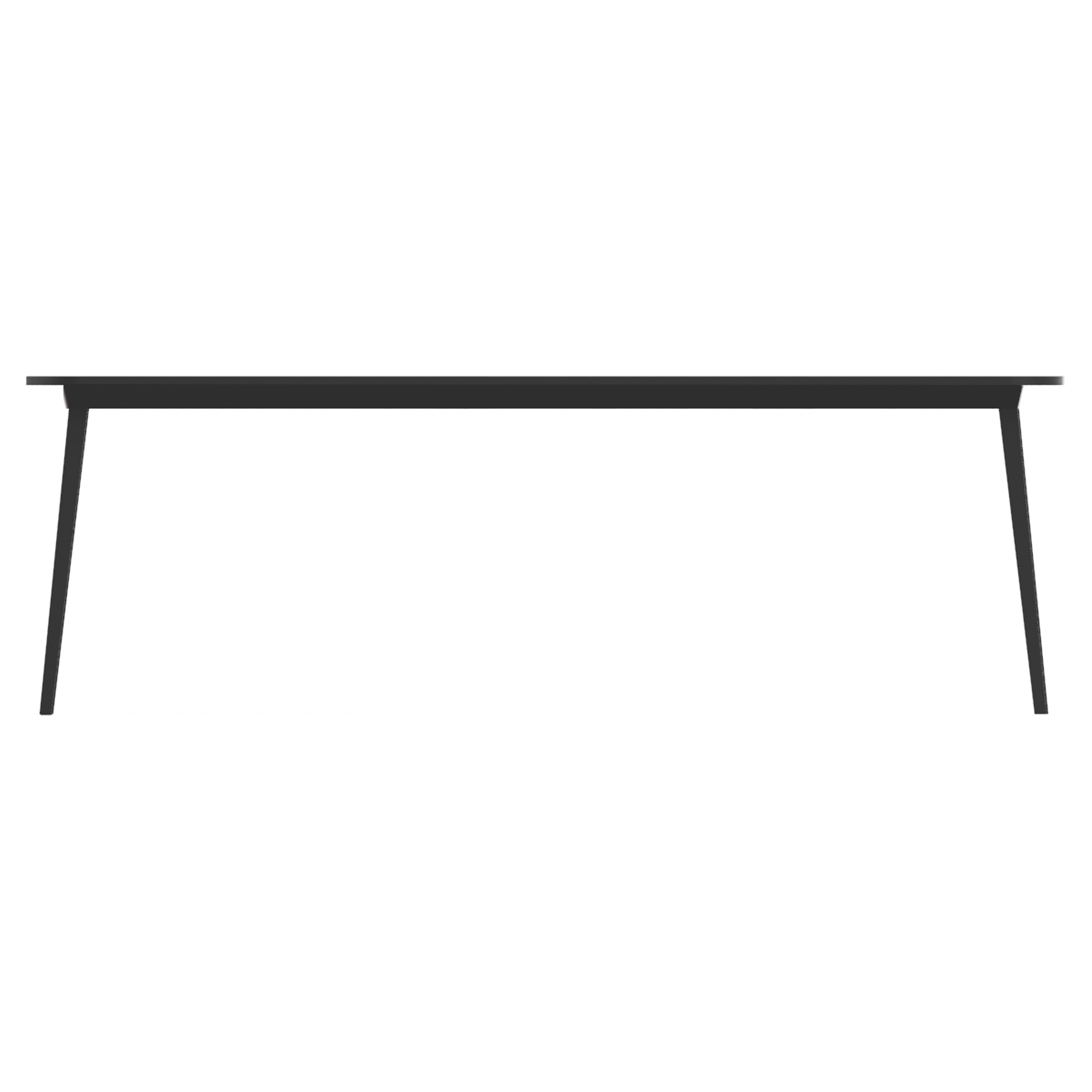 X is a family of tables of different sizes, composed of an extensible aluminum structure with wooden top or single-material in total black plastic. The extendable table can accomodate eight seats, thanks to the module that can be removed from the