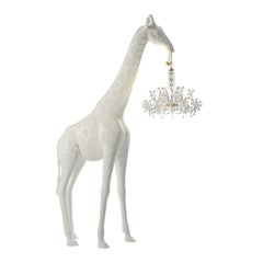 Modern 13 Foot White Giraffe Indoor or Outdoor Chandelier Lamp By Marcantonio