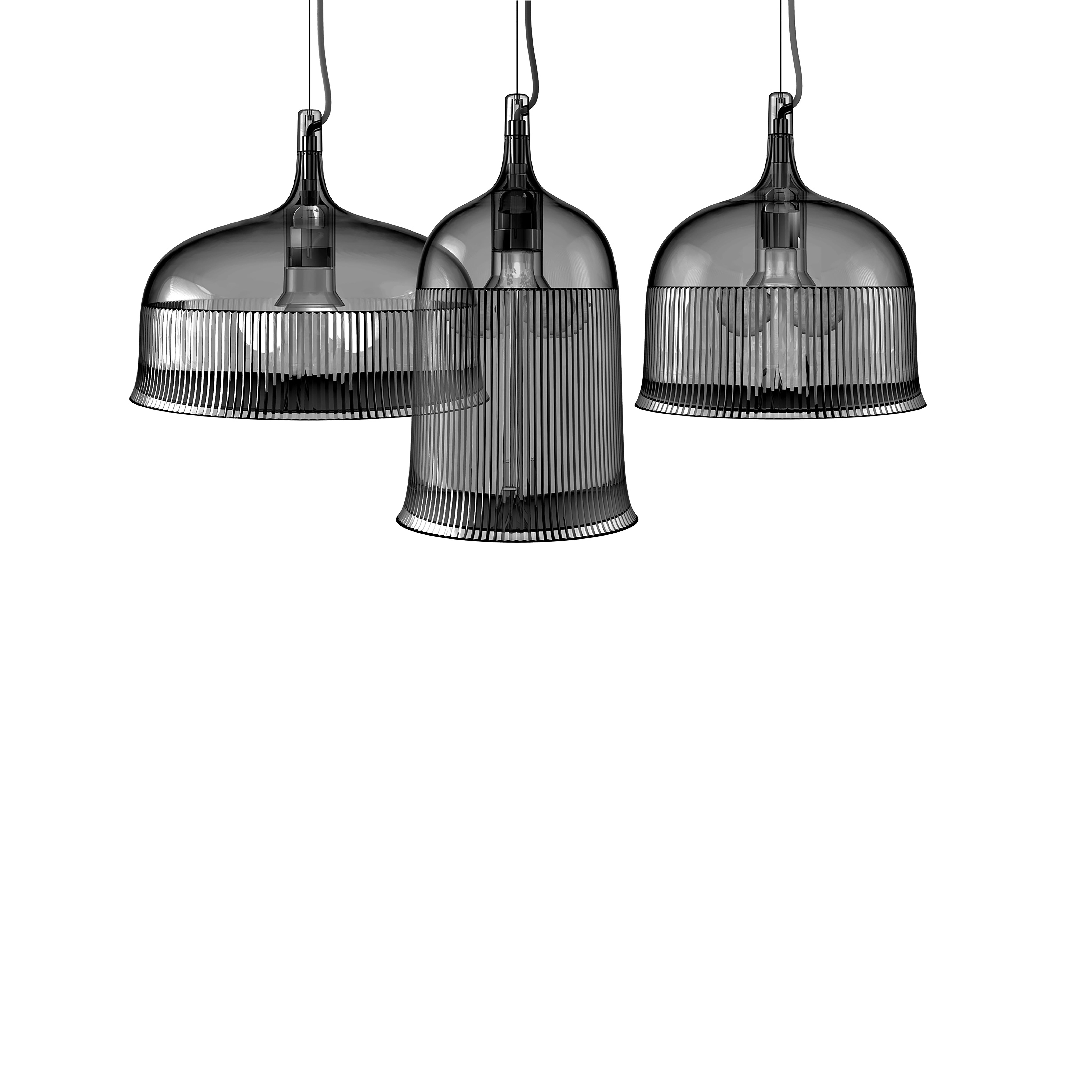 Italian Modern Plastic Black or Clear Diffused Bell Pendant Lamp