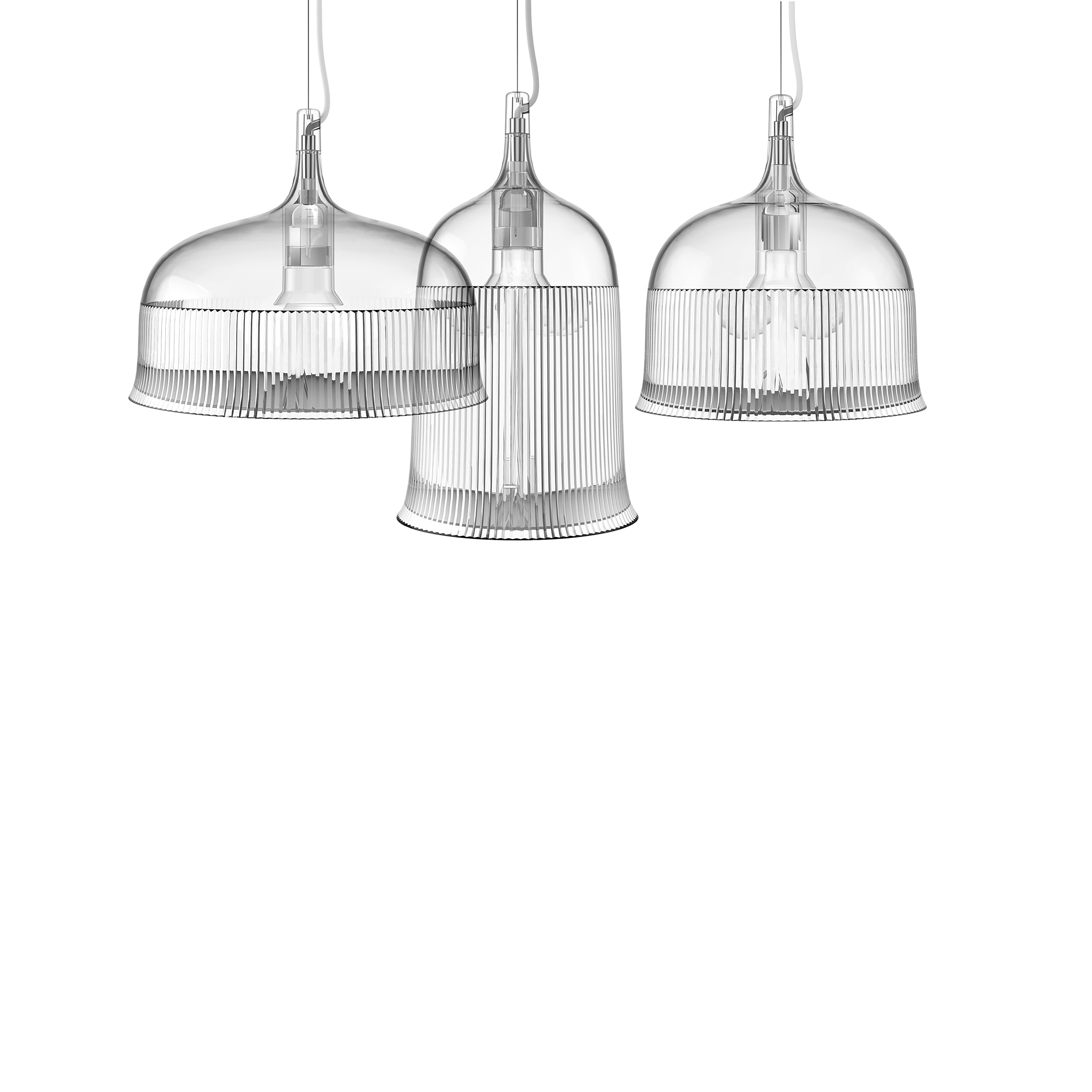 Modern Plastic Black or Clear Diffused Bell Pendant Lamp In New Condition In Origgio (VA), IT