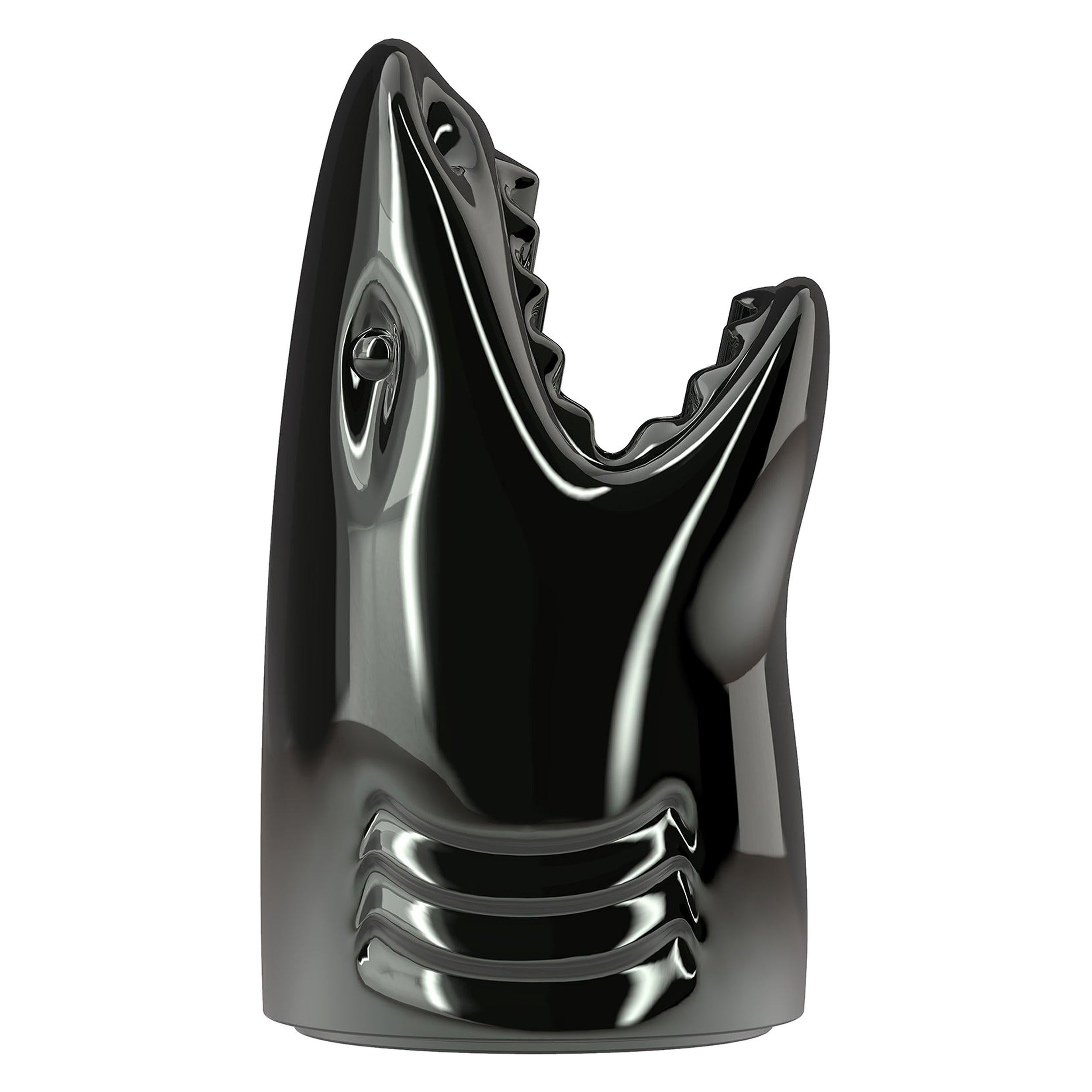 Modern Titanium Silver or Gold Shark Umbrella Stand or Champagne Cooler