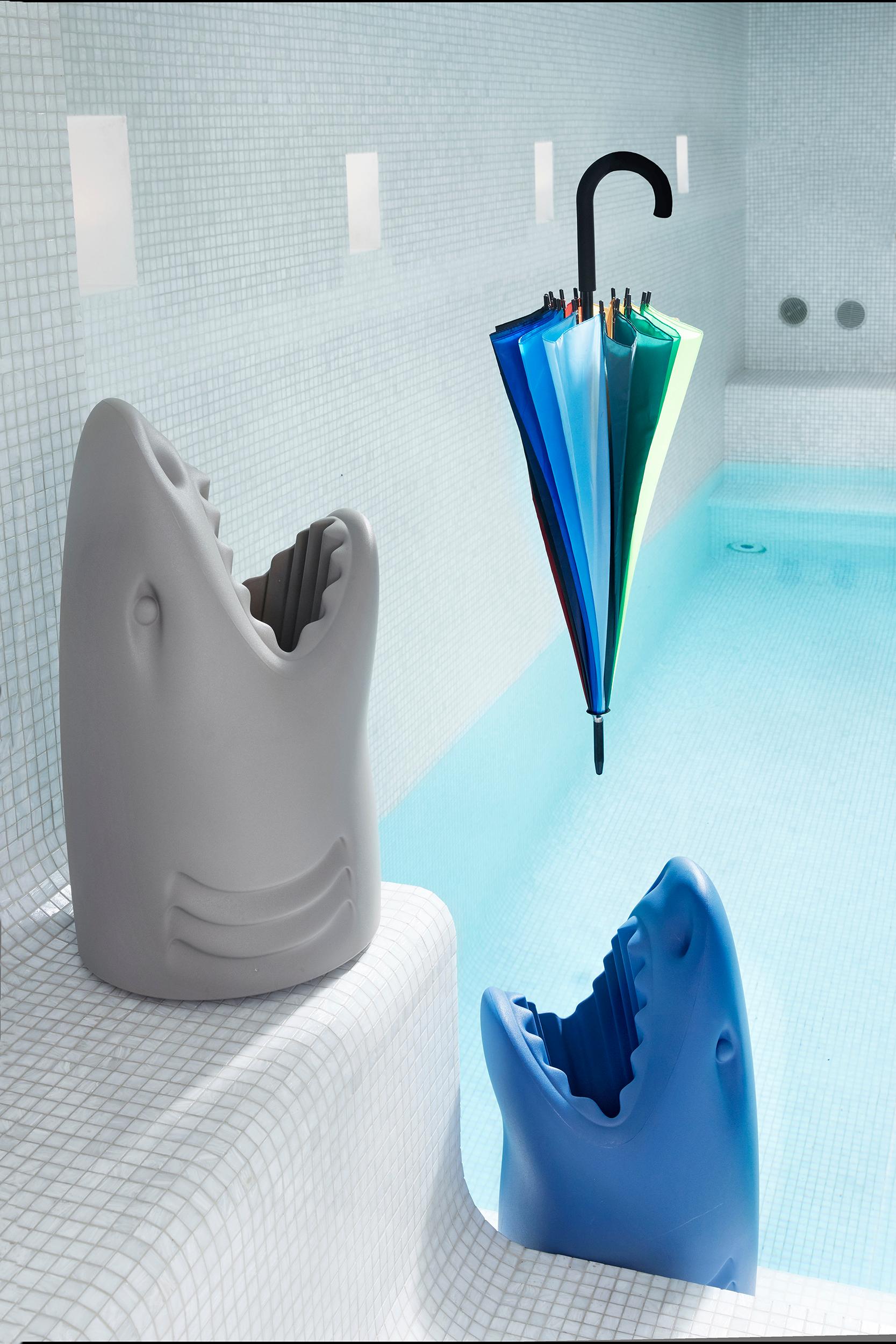 Modern Plastic Black Shark Umbrella Stand or Champagne Cooler, Studio Job For Sale 3