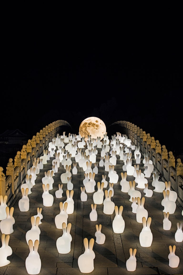Plastic Modern White Rabbit Decorative Lamp By Stefano Giovannoni For Sale