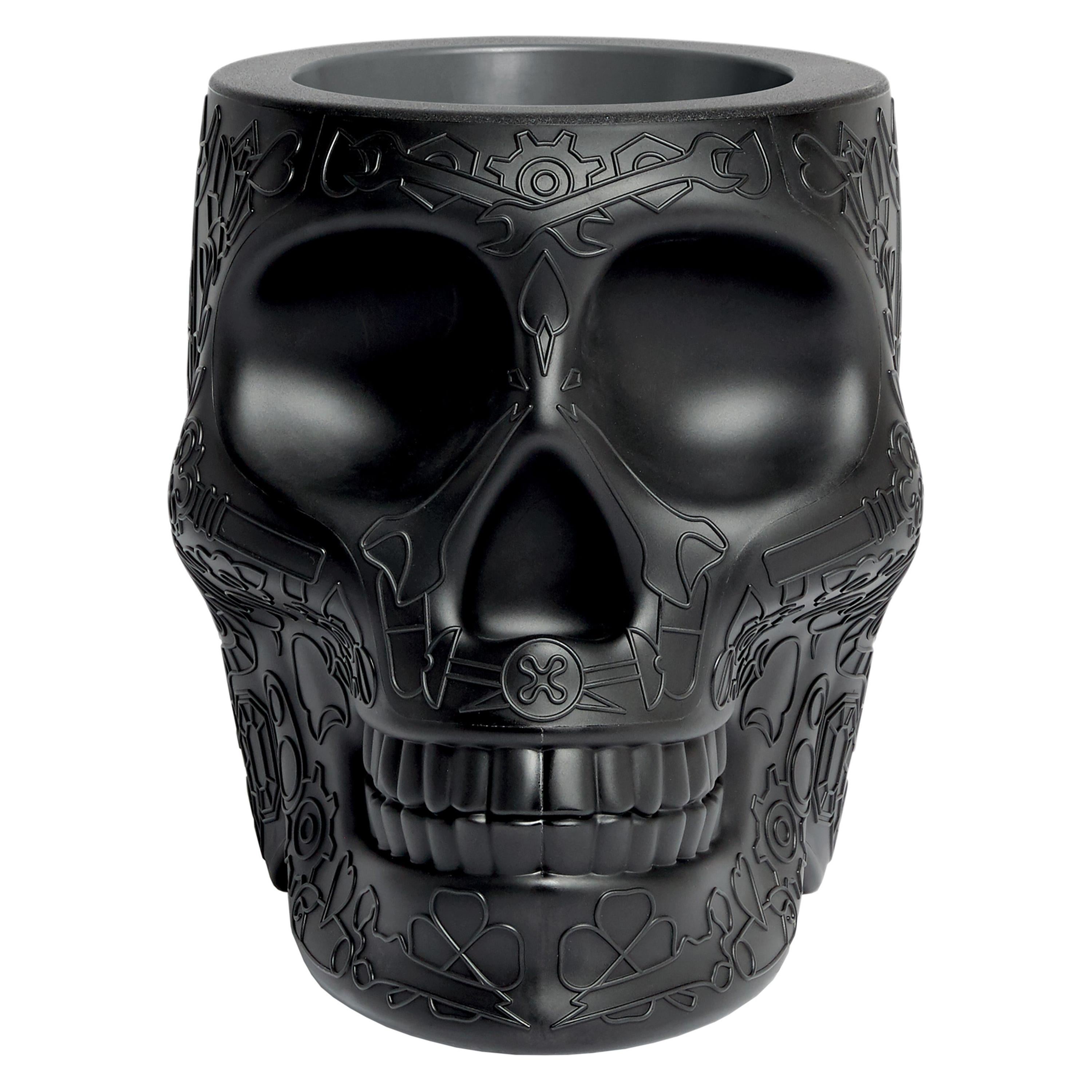 For Sale: Black Modern Skull Terracotta Plastic Planter or Champagne Cooler by Studio Job