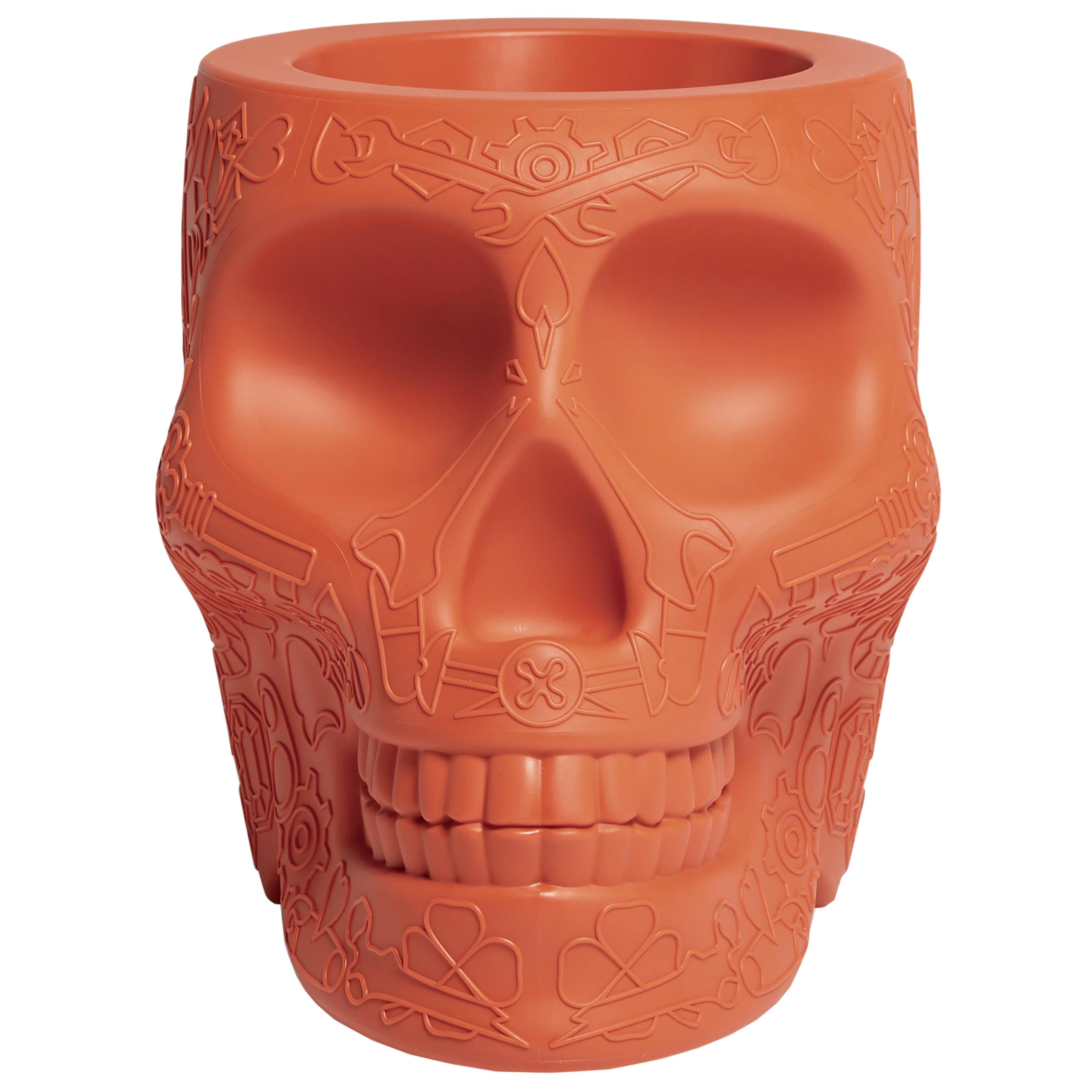 For Sale: Orange (Terracotta) Modern Skull Terracotta Plastic Planter or Champagne Cooler by Studio Job