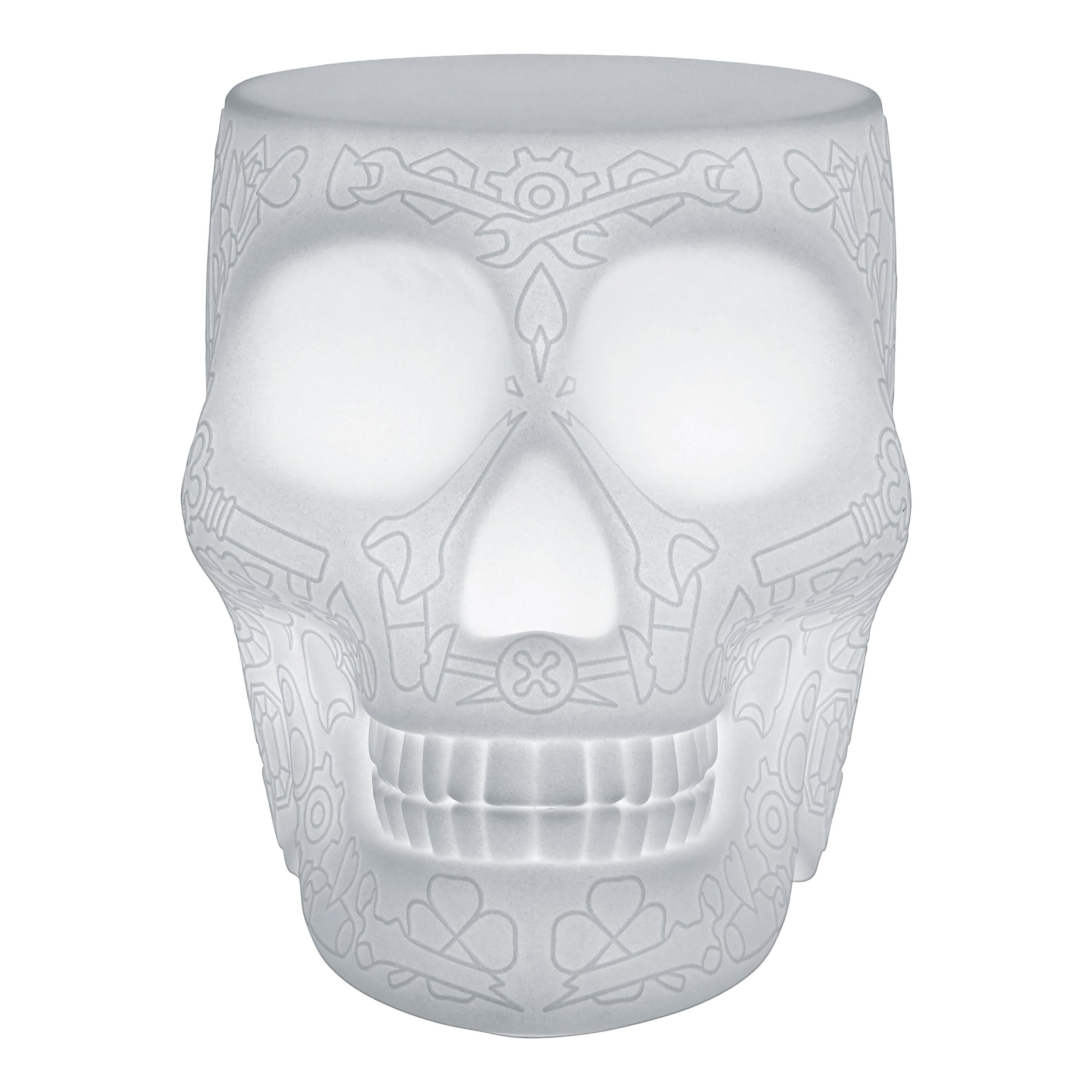 Tabouret ou table d'appoint mexicain blanc Calavera Skull par Studio Job