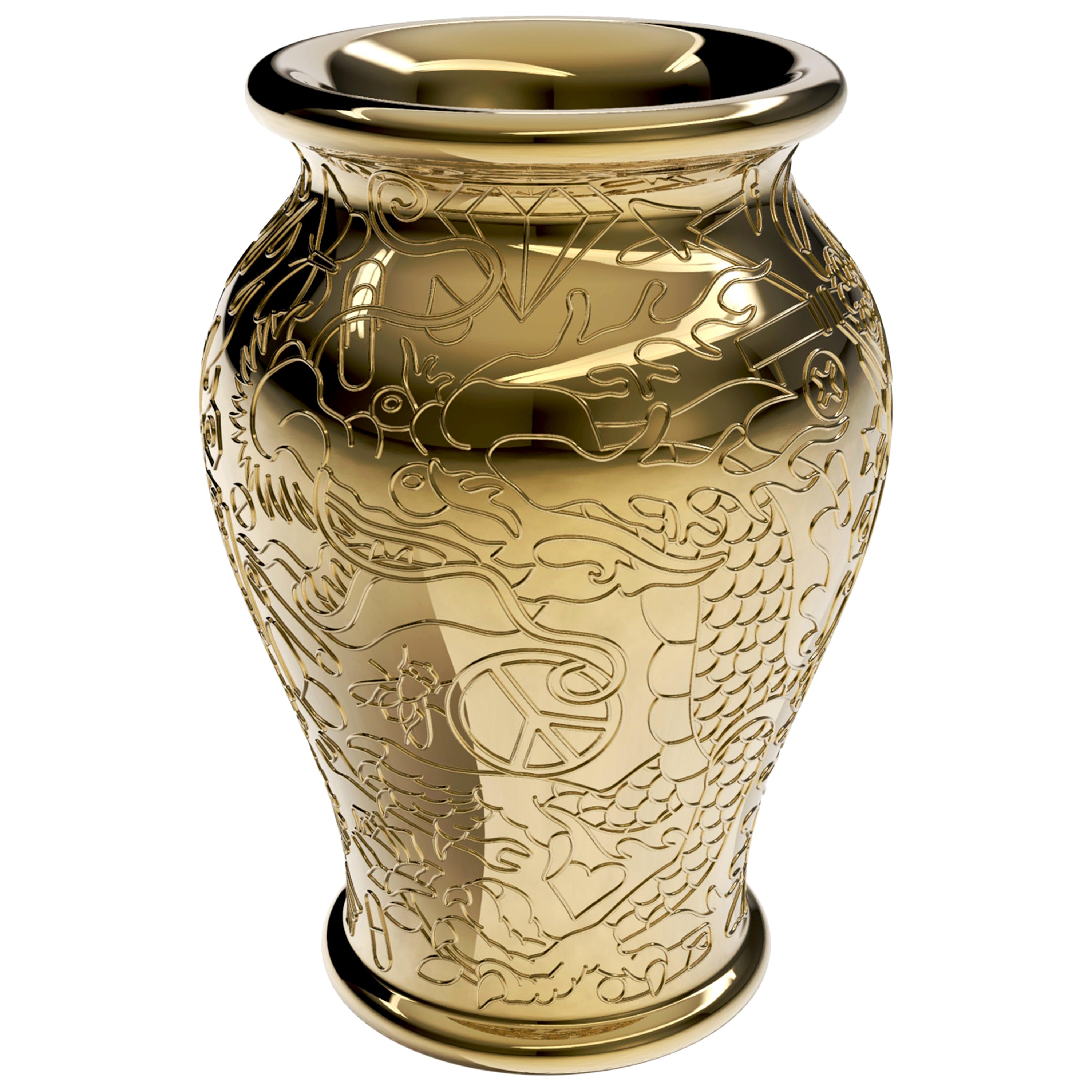 Modern Gold or Silver Mexican Chinese Inspired Planter or Champagne Cooler
