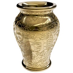 Antique Modern Gold or Silver Mexican Chinese Inspired Planter or Champagne Cooler
