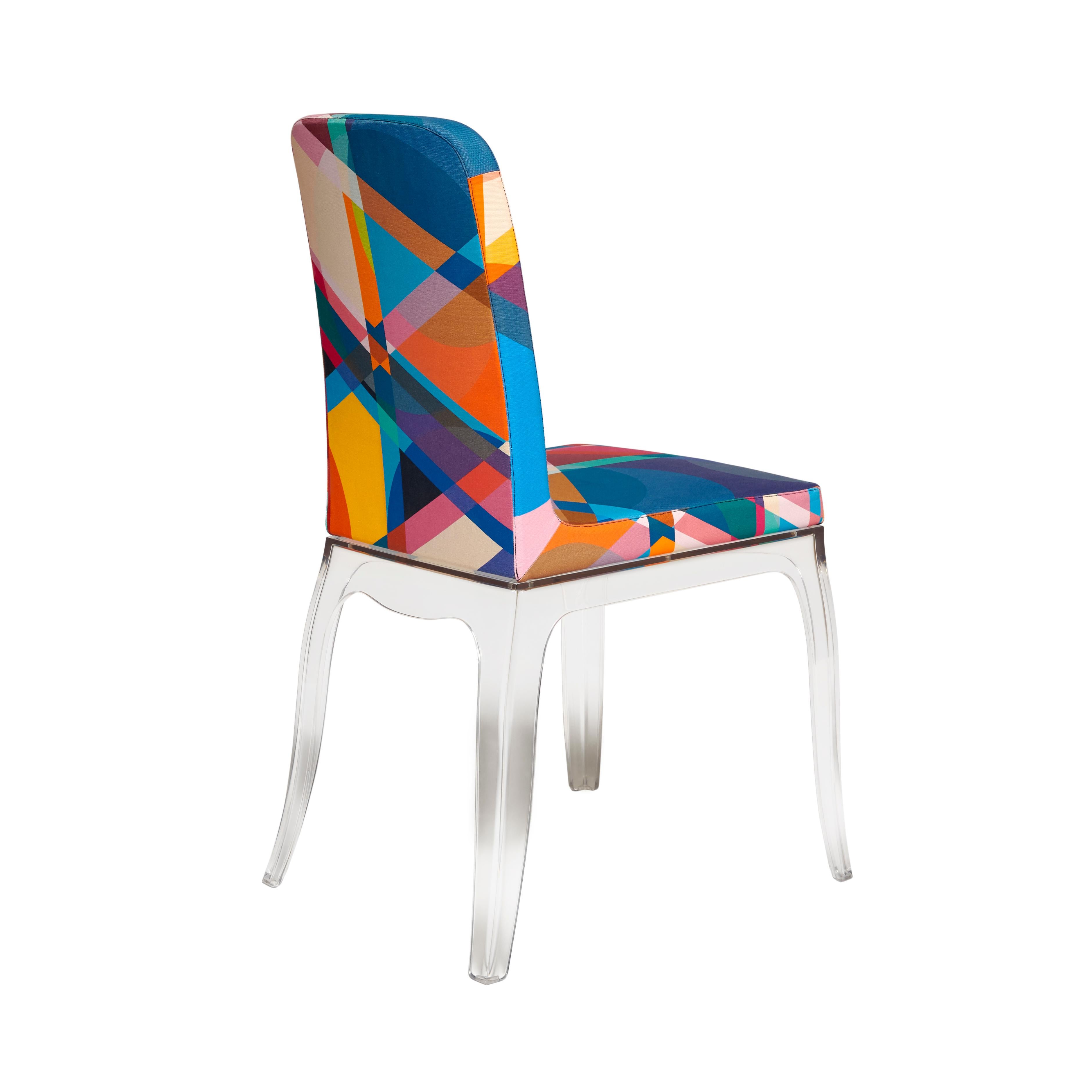 italien Chaise de salle à manger ou d'appoint moderne en tissu jacquard multicolore par Marcel Wanders en vente