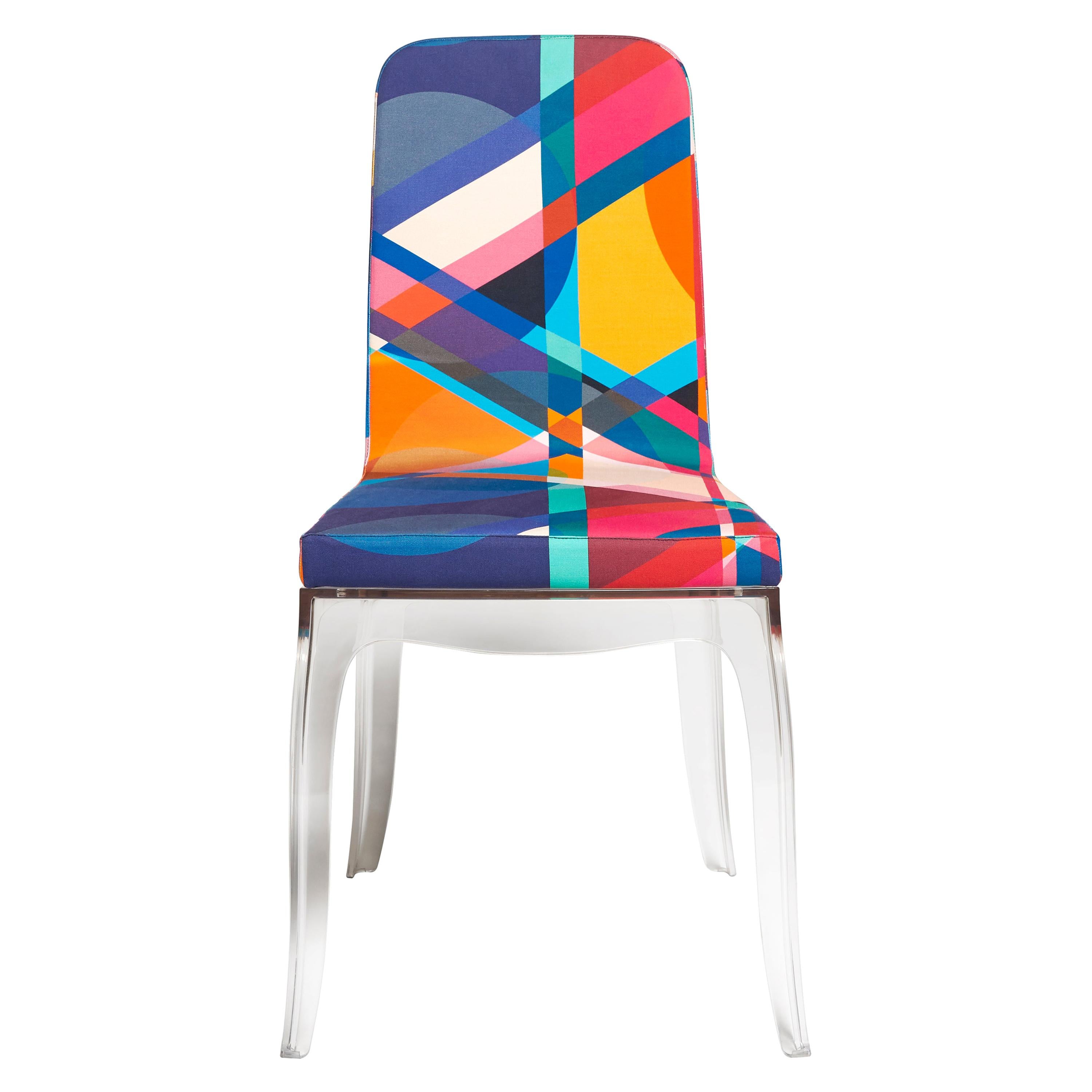 Chaise de salle à manger ou d'appoint moderne en tissu jacquard multicolore par Marcel Wanders