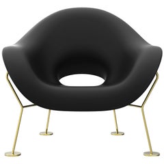Modern Brass Armchair or Dining Chair in Black White Green or Pink