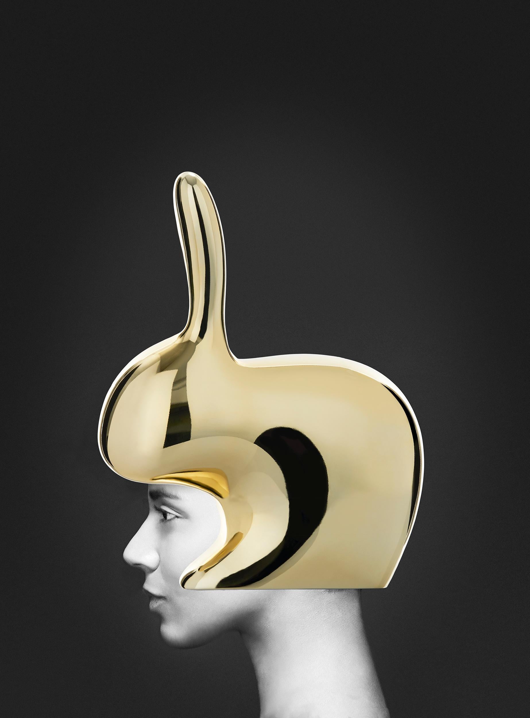 Sedia coniglio scultorea moderna con finitura in metallo in vendita 2