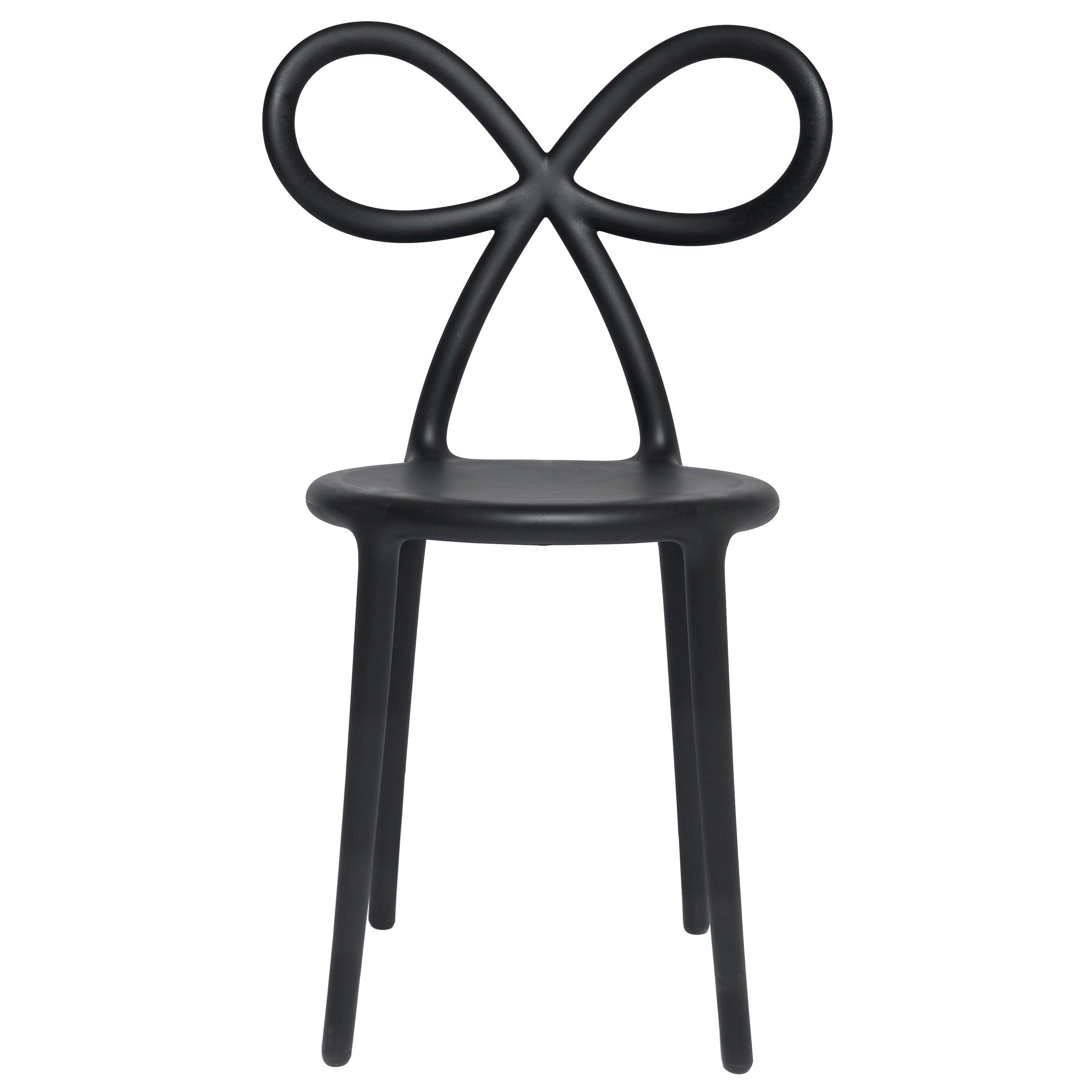 For Sale: Black Matte Black Modern Ribbon Plastic Dining or Side Chair Set of 2