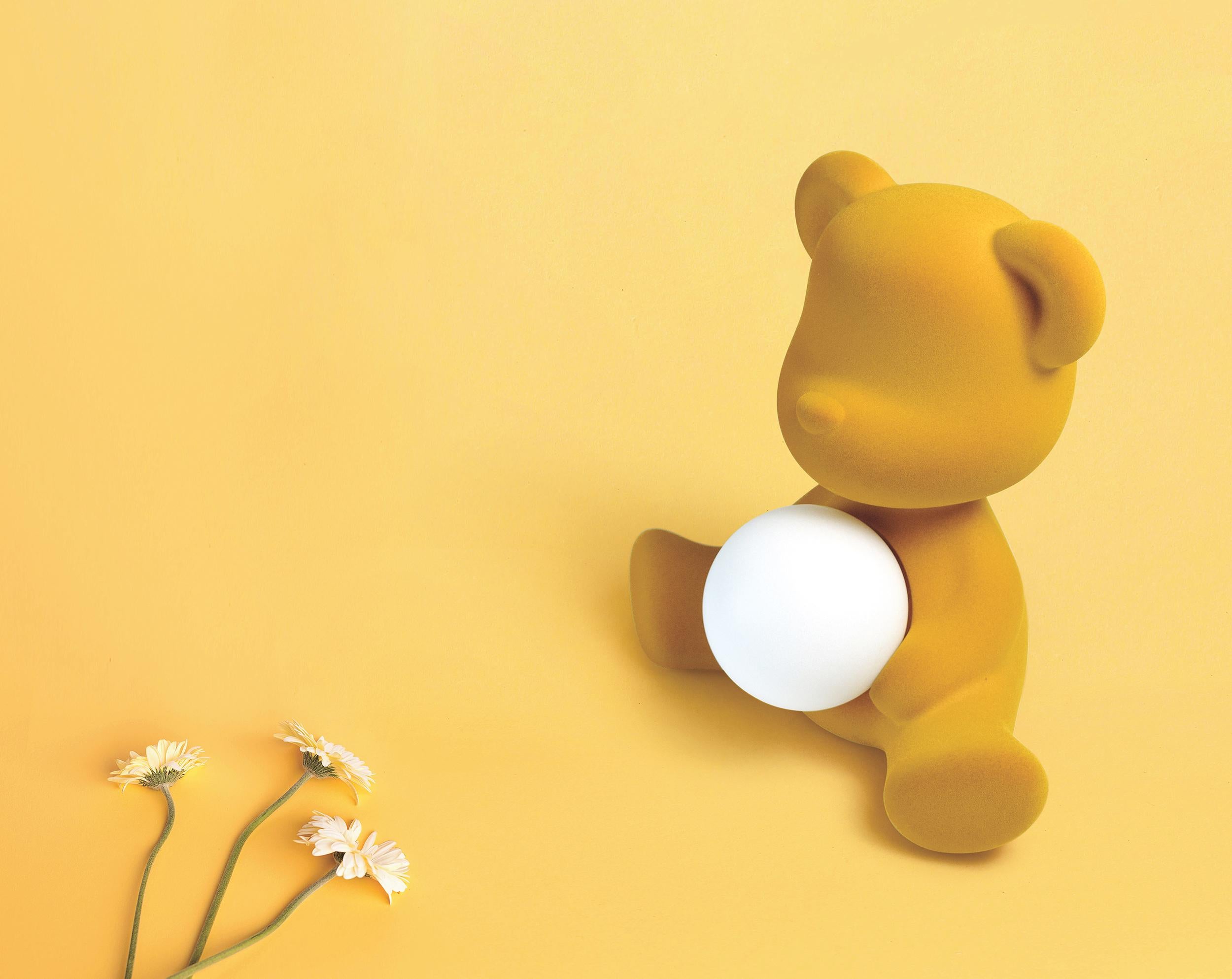 Modern Velvet Yellow Sculptural Teddybear Table or Floor Lamp For Sale 59