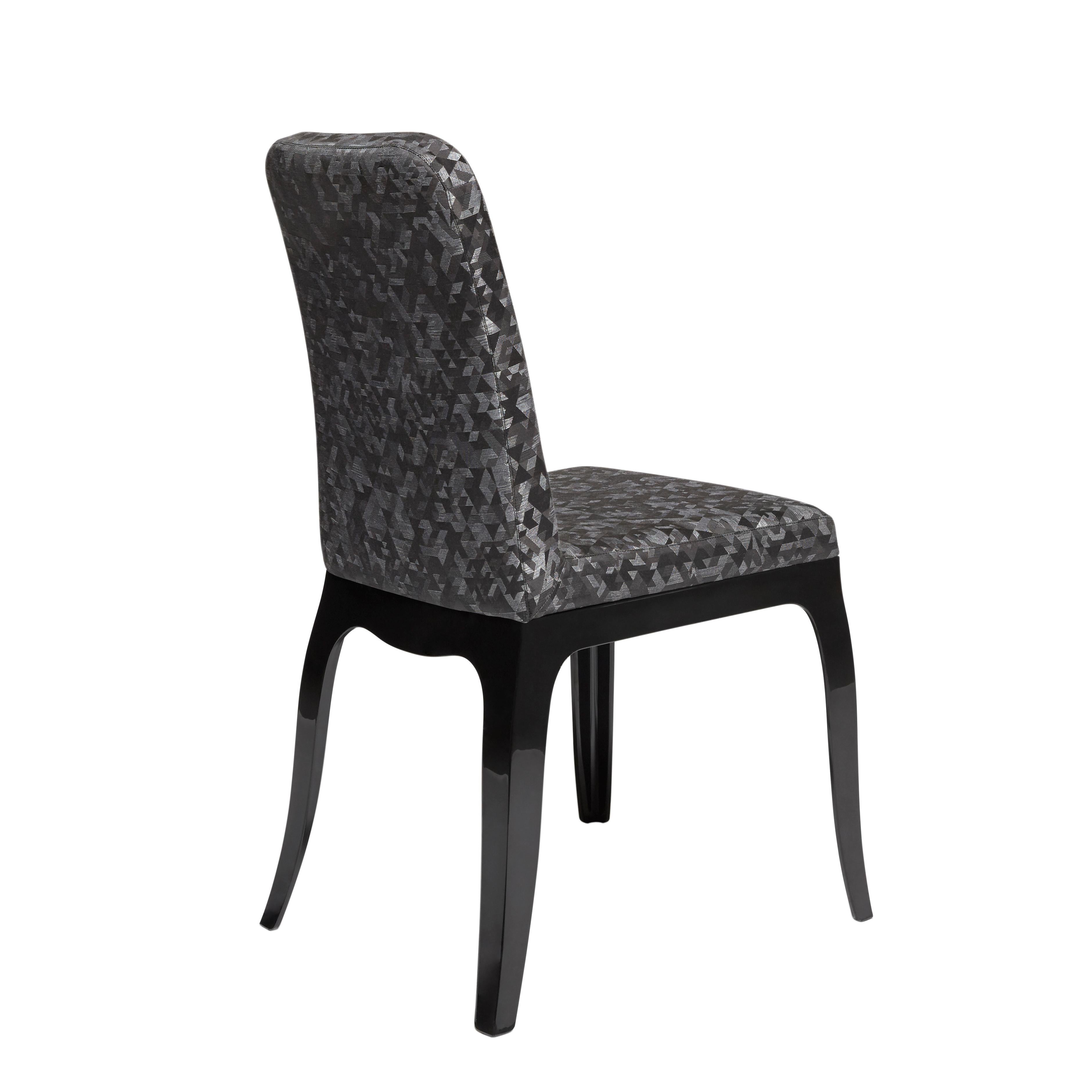 italien Chaise de salle à manger ou d'appoint moderne en tissu noir et gris par Marcel Wanders en vente