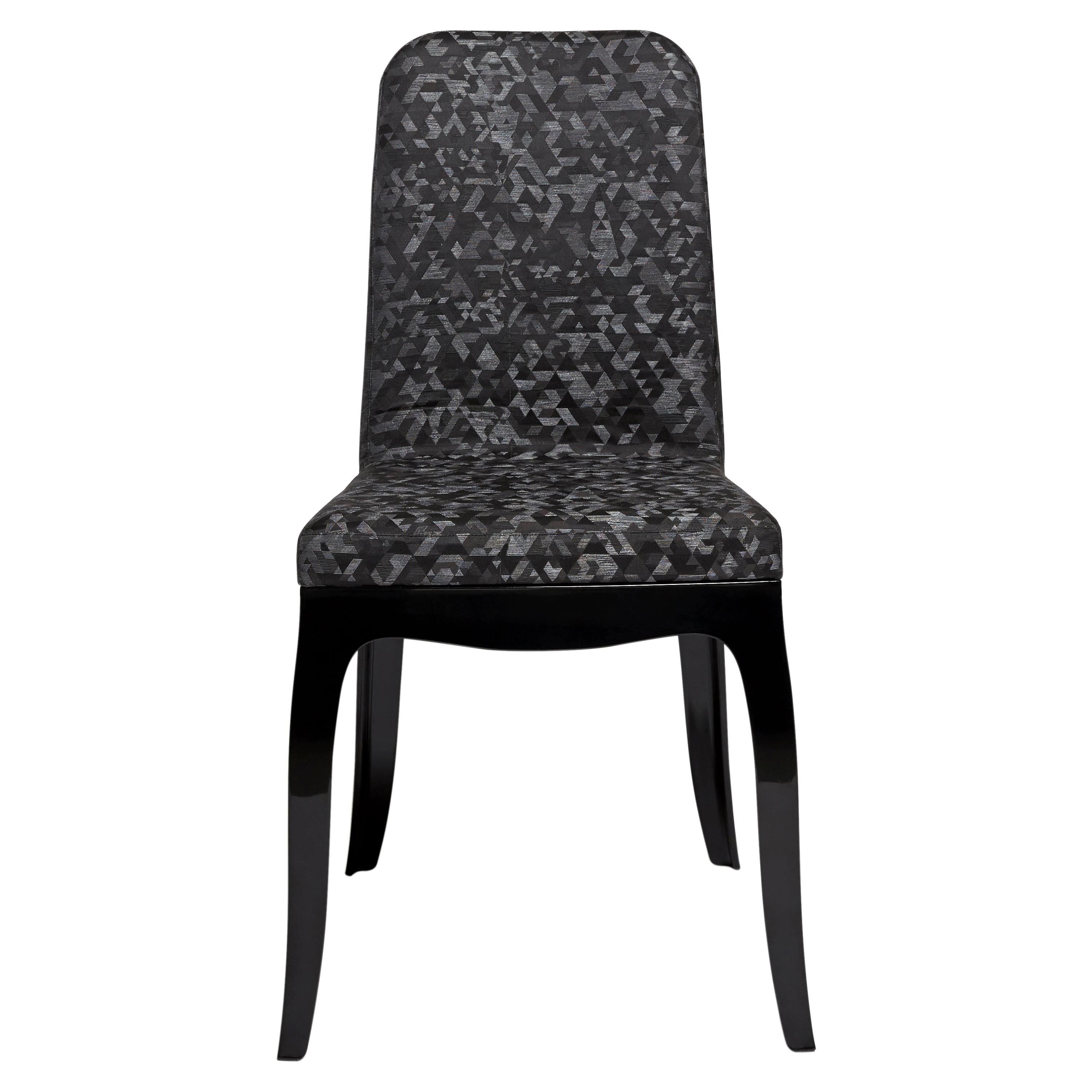 Chaise de salle à manger ou d'appoint moderne en tissu noir et gris par Marcel Wanders
