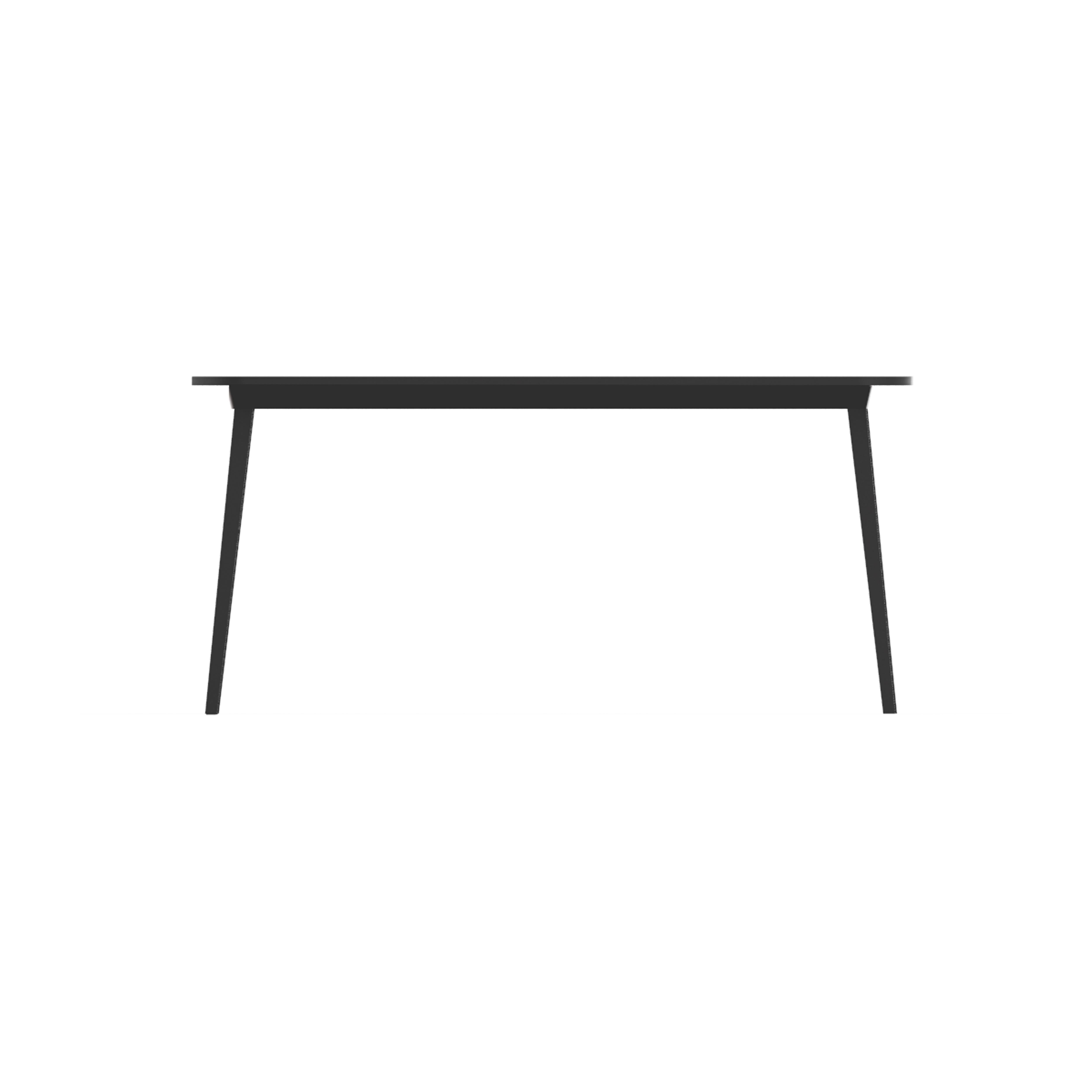 X est une famille de tables de différentes tailles, composées d'une structure extensible en aluminium avec plateau en bois ou mono-matériau en plastique noir total. La table rectangulaire à six places est conçue pour les chambres et les intérieurs