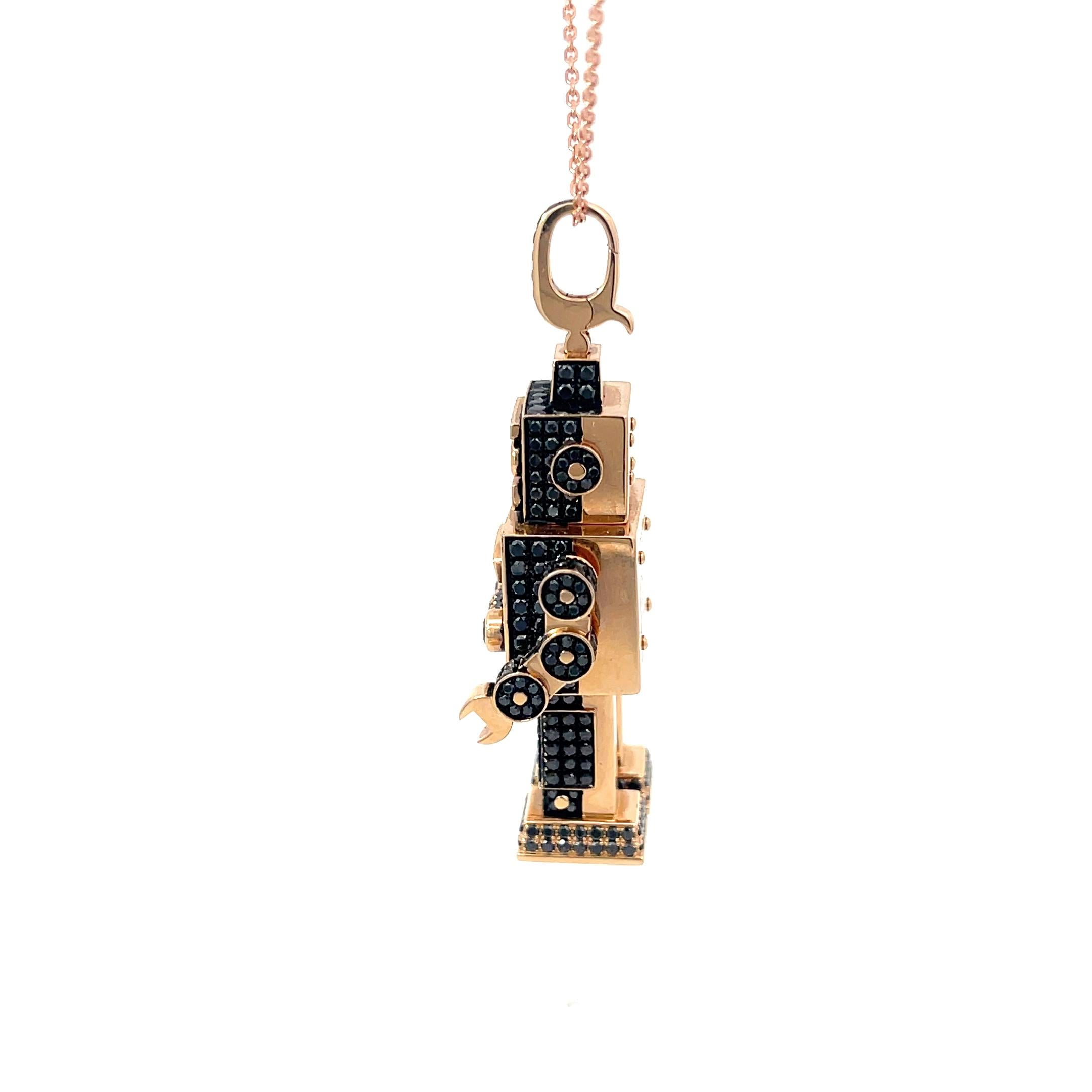 Qeelin Diamant- Roobot-Anhänger aus 18 Karat Roségold (Zeitgenössisch)