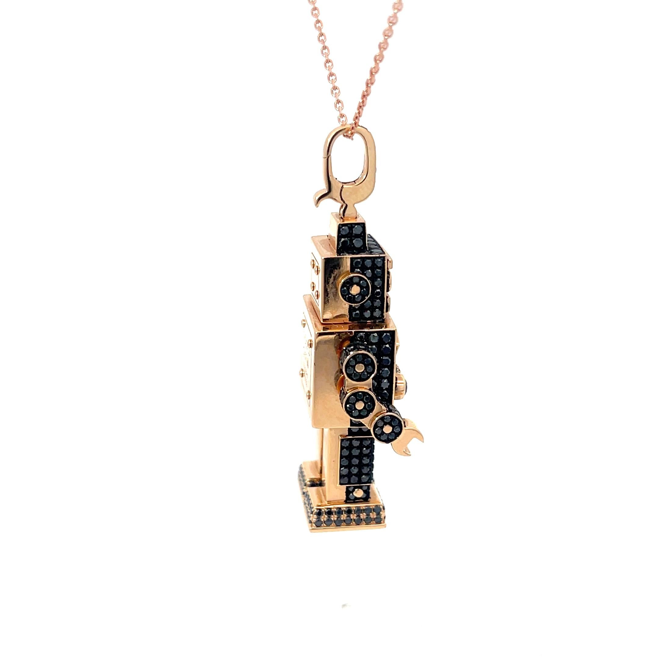 Qeelin Diamant- Roobot-Anhänger aus 18 Karat Roségold im Zustand „Hervorragend“ in Dallas, TX