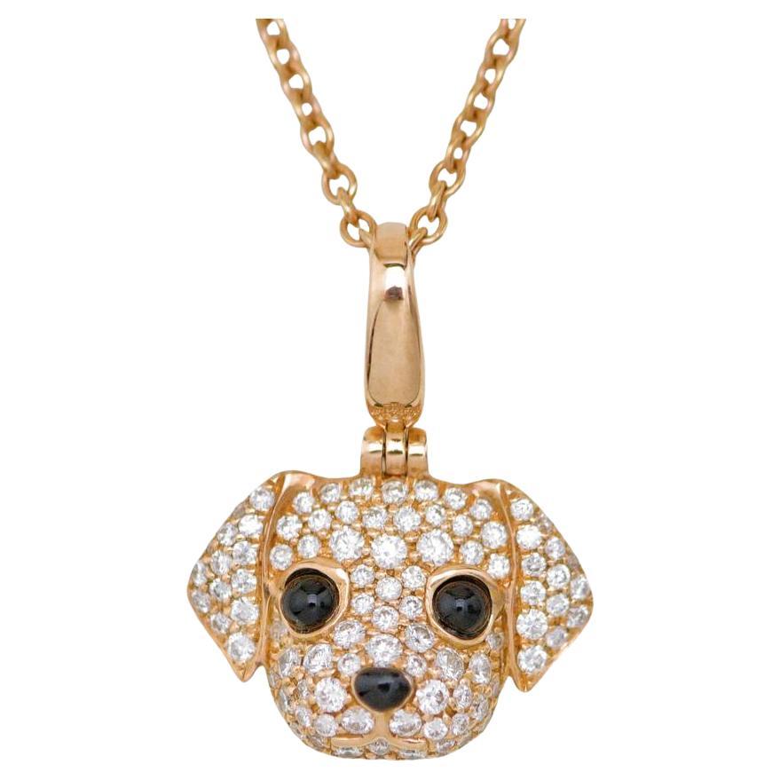 Qeelin Cane Diamante Onice Collana in oro rosa 18 carati in vendita