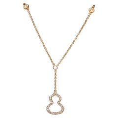 Qeelin Petite Wulu Gourd Pendant Necklace 18K Gold Full Diamond Charm Chain