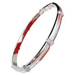 Qeelin Wulu 18K White Gold and Diamond Multi-Motif Bangle Bracelet