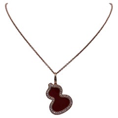 Qeelin Wulu Collection 18K Rose Gold Large Red Agate Gourd Pendant Necklace