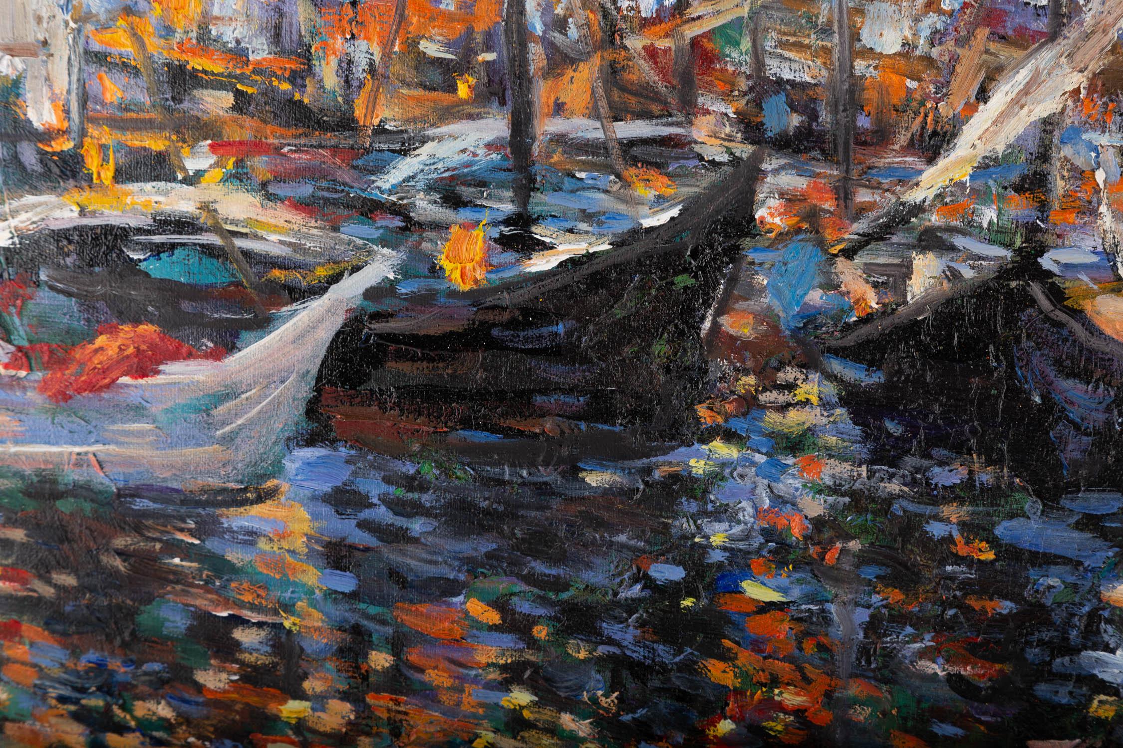 Qi Chen Landschaft, Original, Ölgemälde auf Leinwand, „Nachtlicht“ im Angebot 5