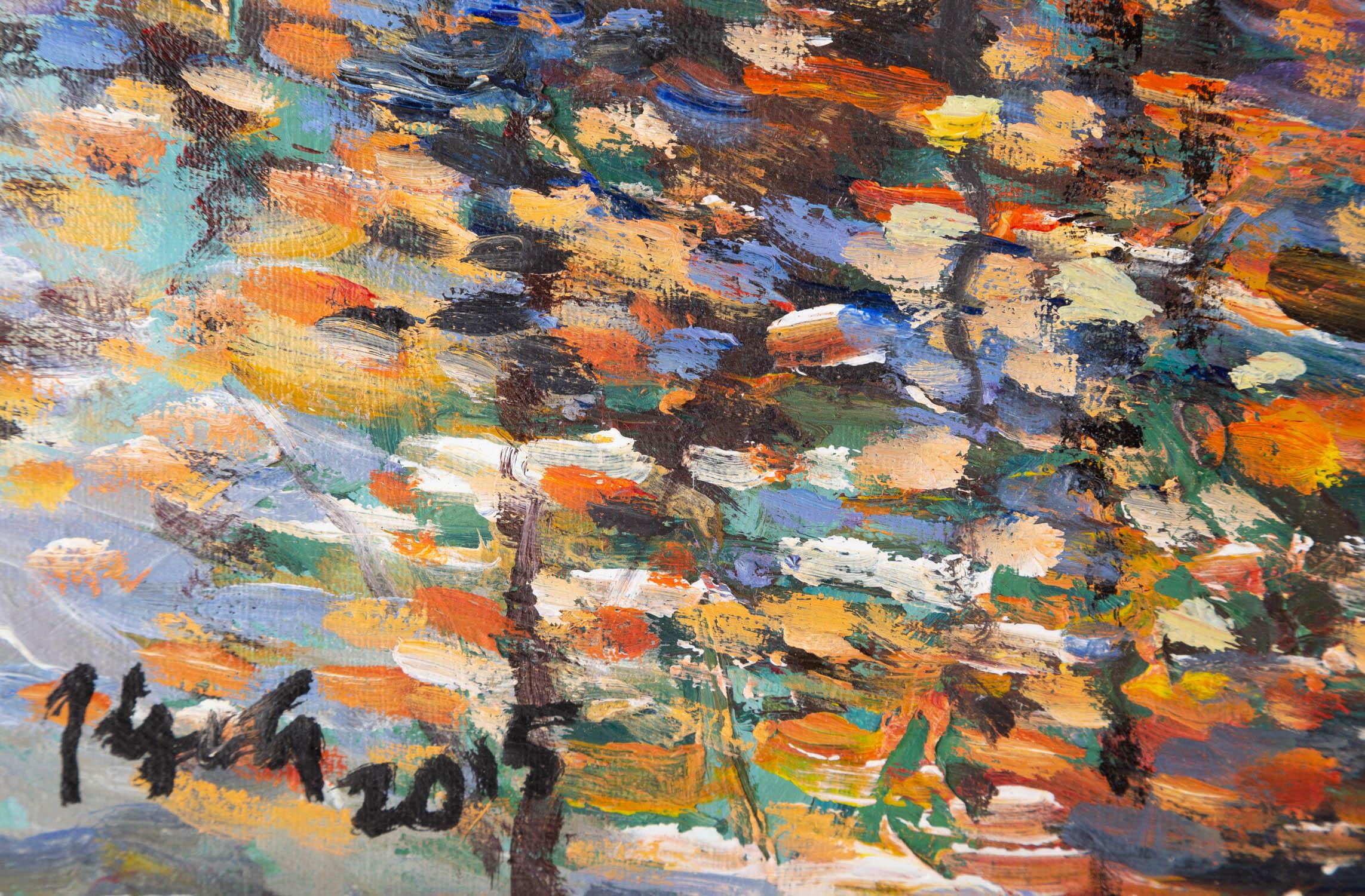 Qi Chen Landschaft, Original, Ölgemälde auf Leinwand, „Nachtlicht“ im Angebot 6