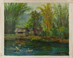 Qi Mo Paesaggio Olio Originale Su Tela "Diari di Shanglin"