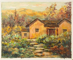 Qi Mo Landschaft Original Öl auf Leinwand "Shanglin Guming Haus"
