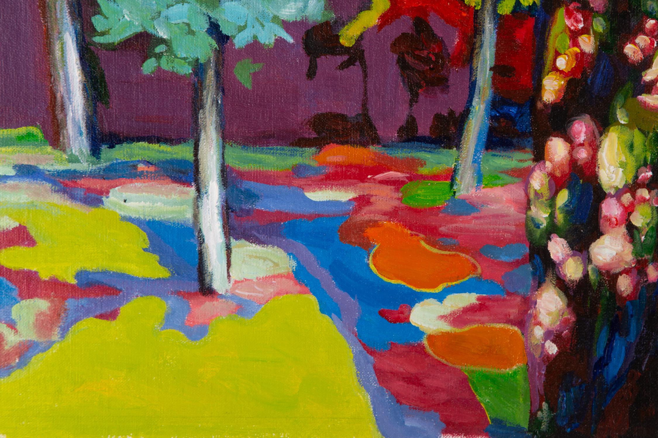 Qiang Feng Landschaft, Original, Ölgemälde auf Leinwand, „Colorful Path“ im Angebot 3