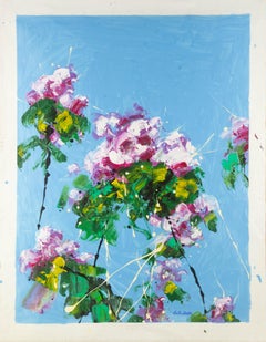 Qiang Li Floreale Acrilico Originale Su Tela "Brezza di Primavera 1"